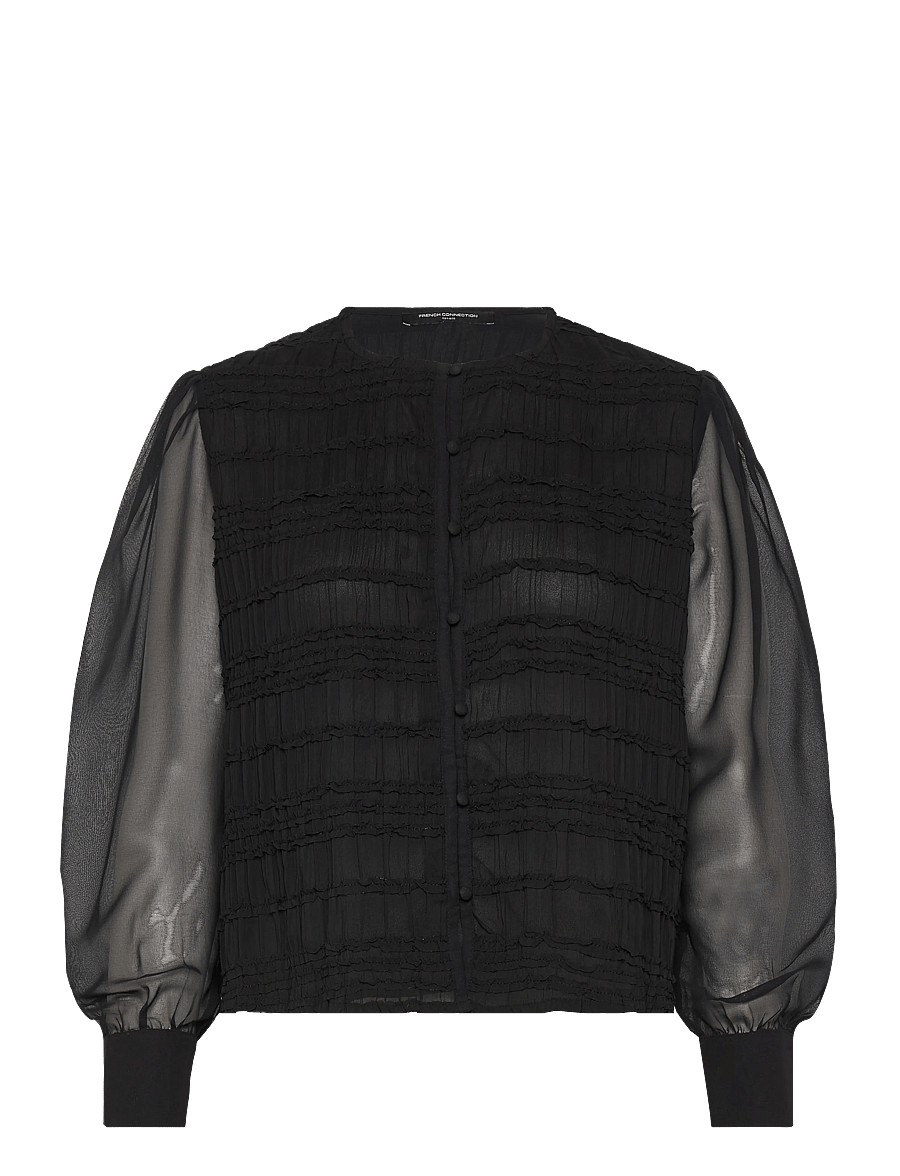 French Connection - CANARY PLEATED SHIRT - langärmelige blusen - black - 1