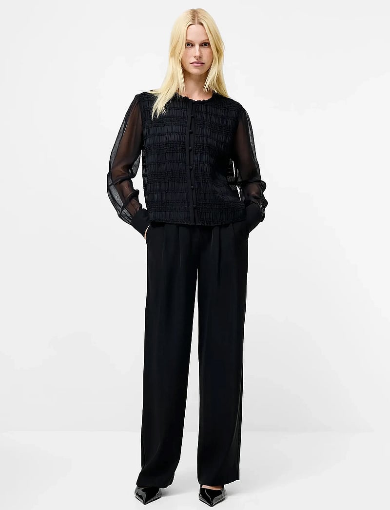 French Connection - CANARY PLEATED SHIRT - langärmlige blusen - black - 0