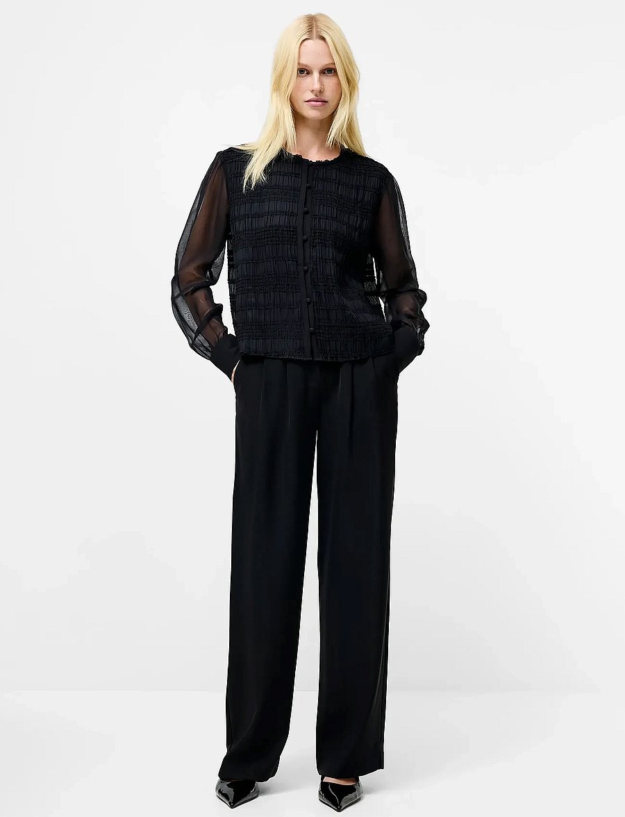 French Connection - CANARY PLEATED SHIRT - langärmelige blusen - black - 0