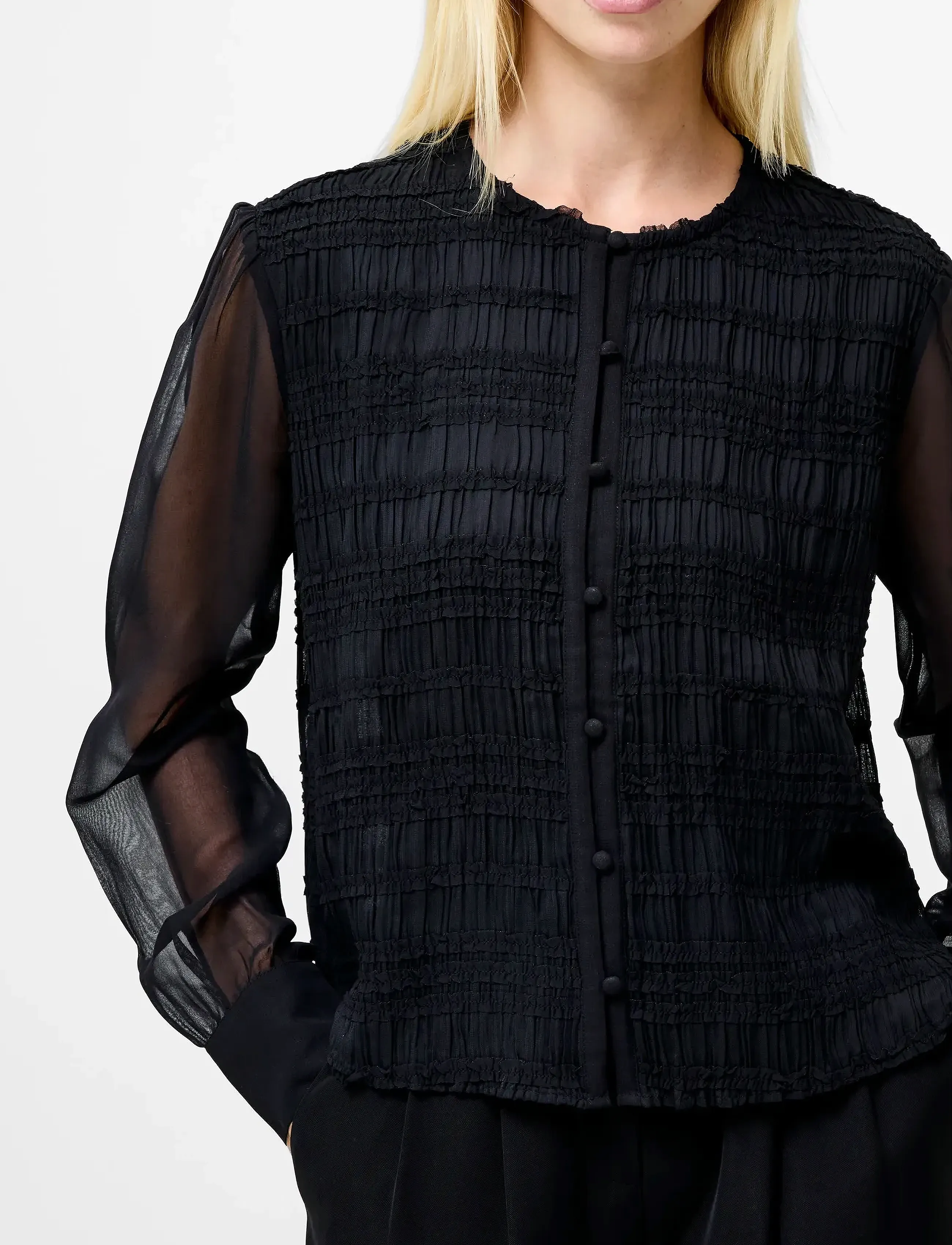 French Connection - CANARY PLEATED SHIRT - palaidinės ilgomis rankovėmis - black - 3