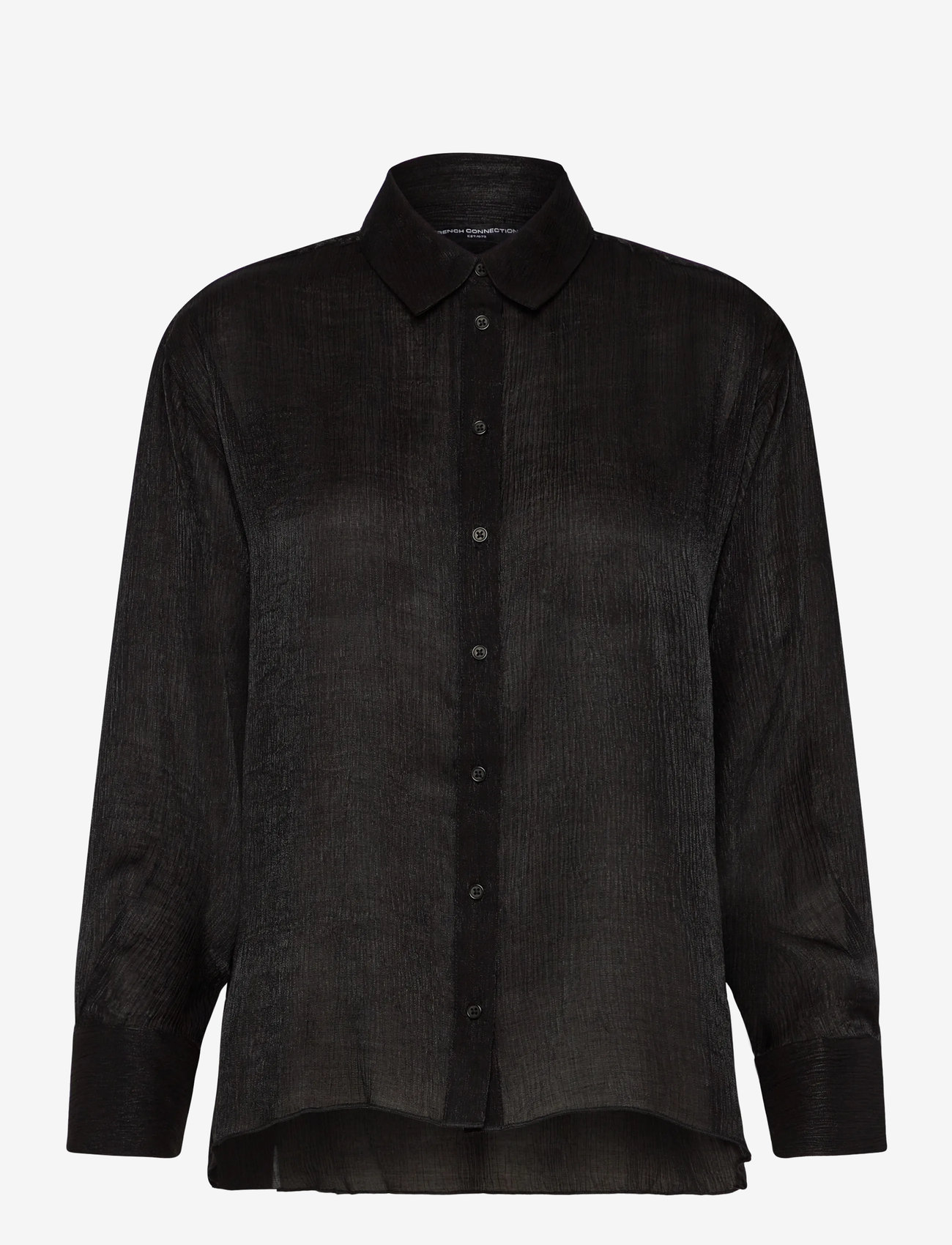 French Connection - TERRY CRINKLE TOP - långärmade skjortor - black - 1