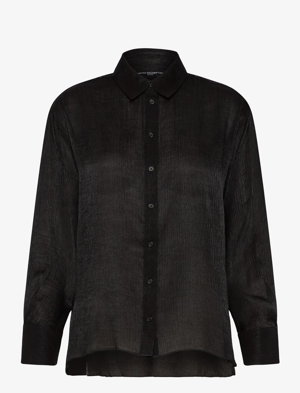 French Connection - TERRY CRINKLE TOP - langärmlige hemden - black - 1