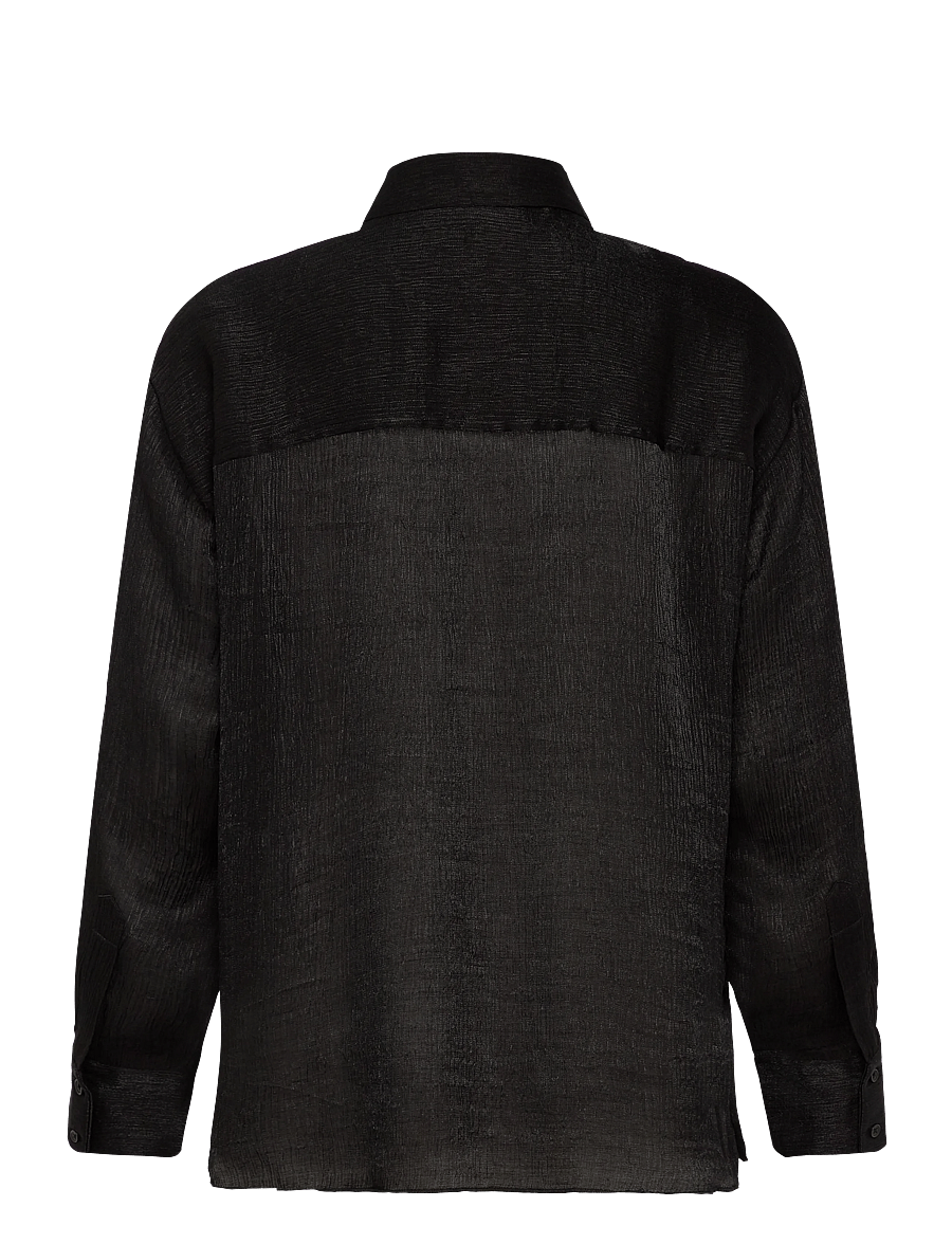 French Connection - TERRY CRINKLE TOP - langärmlige hemden - black - 2