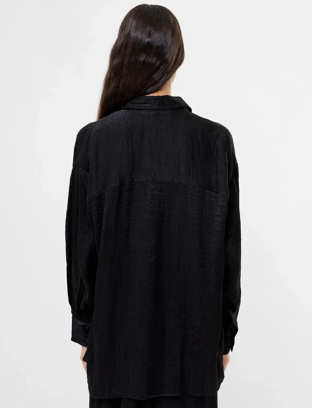 French Connection - TERRY CRINKLE TOP - langärmlige hemden - black - 4