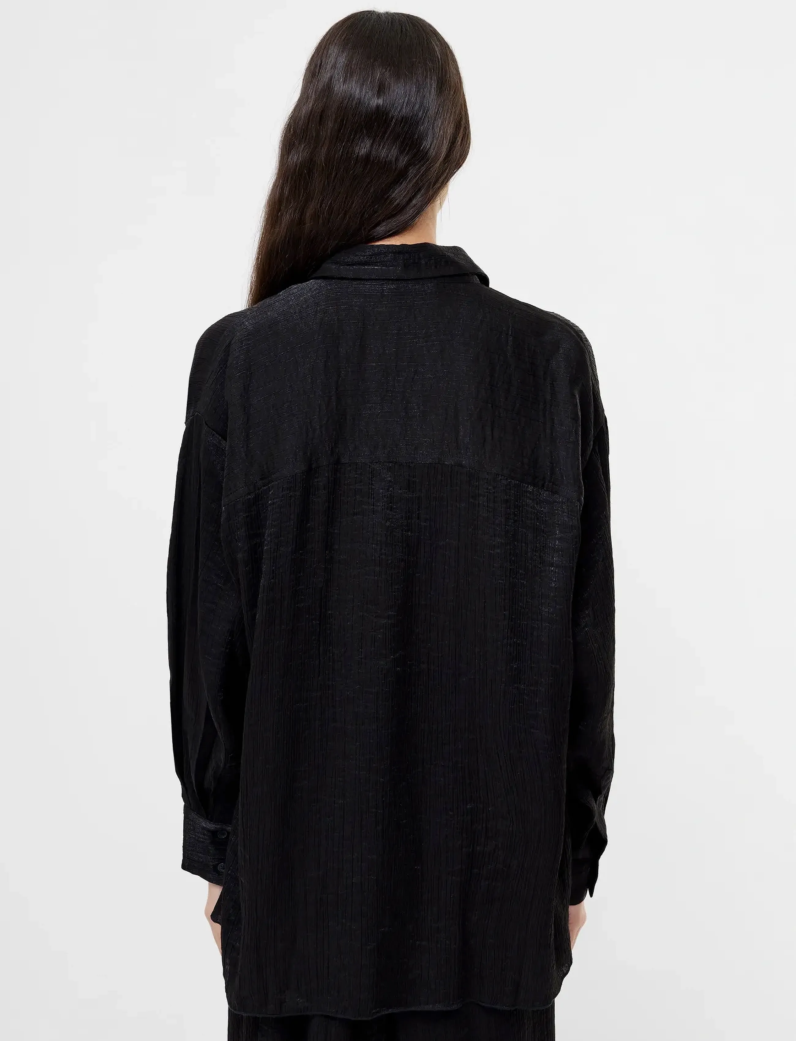 French Connection - TERRY CRINKLE TOP - langärmlige hemden - black - 4
