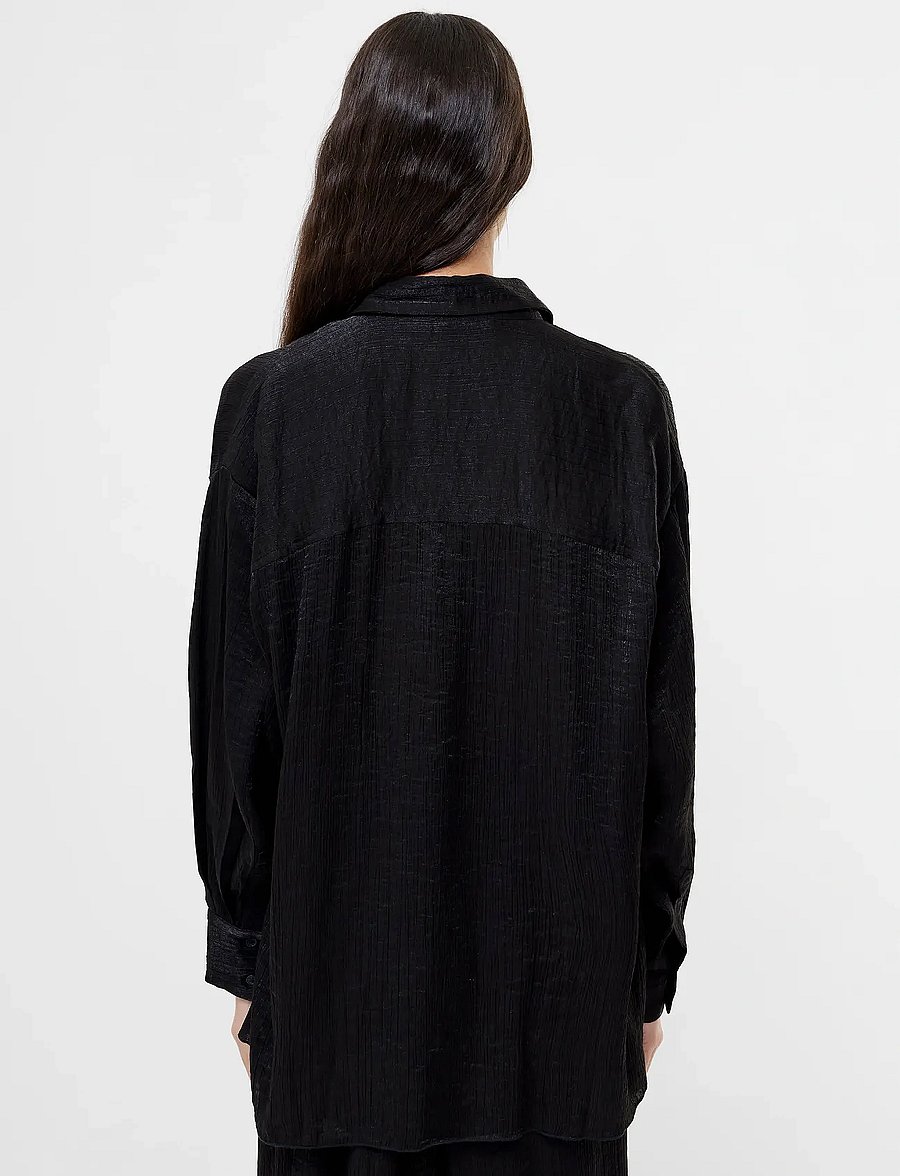 French Connection - TERRY CRINKLE TOP - langärmlige hemden - black - 4