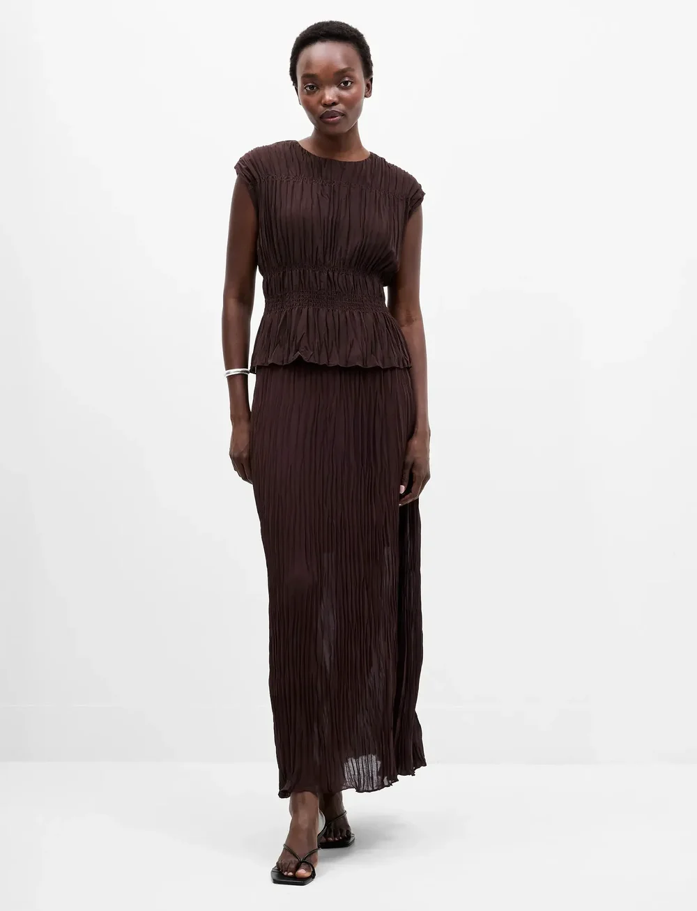 French Connection - SAYLOR GTT SLVLSS TOP - Ärmellose tops - bitter chocolate - 0