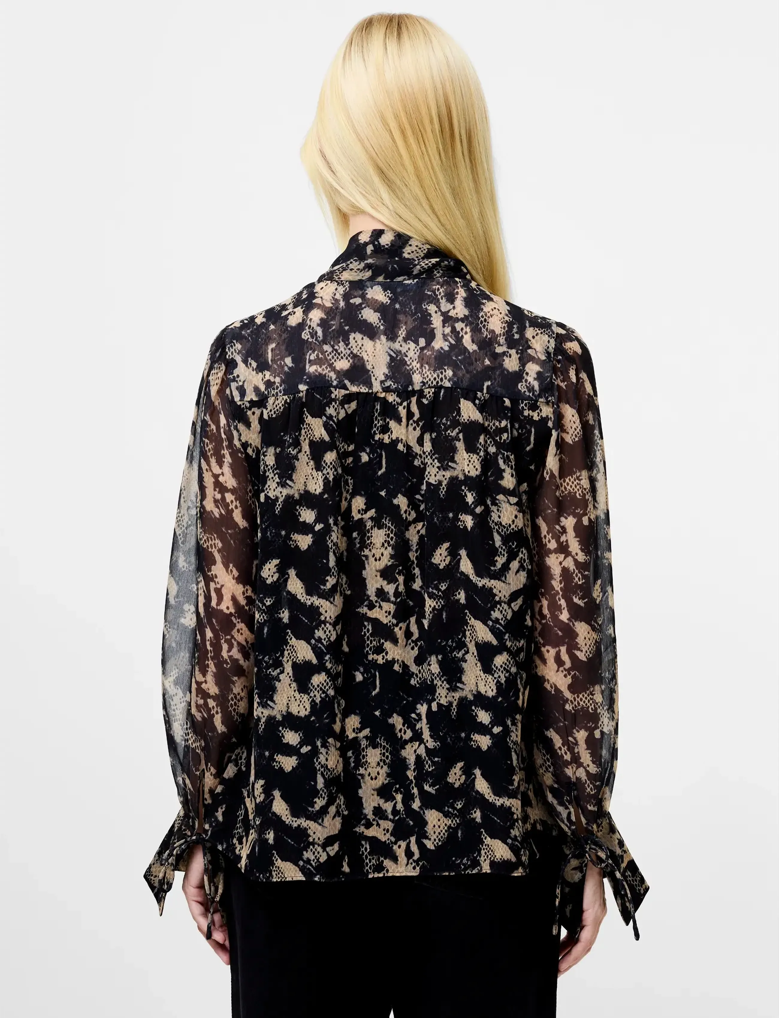 French Connection AMELIA HALLIE TIE NK BLOUSE - Blusen & Hemden - BLACK MULTI / black