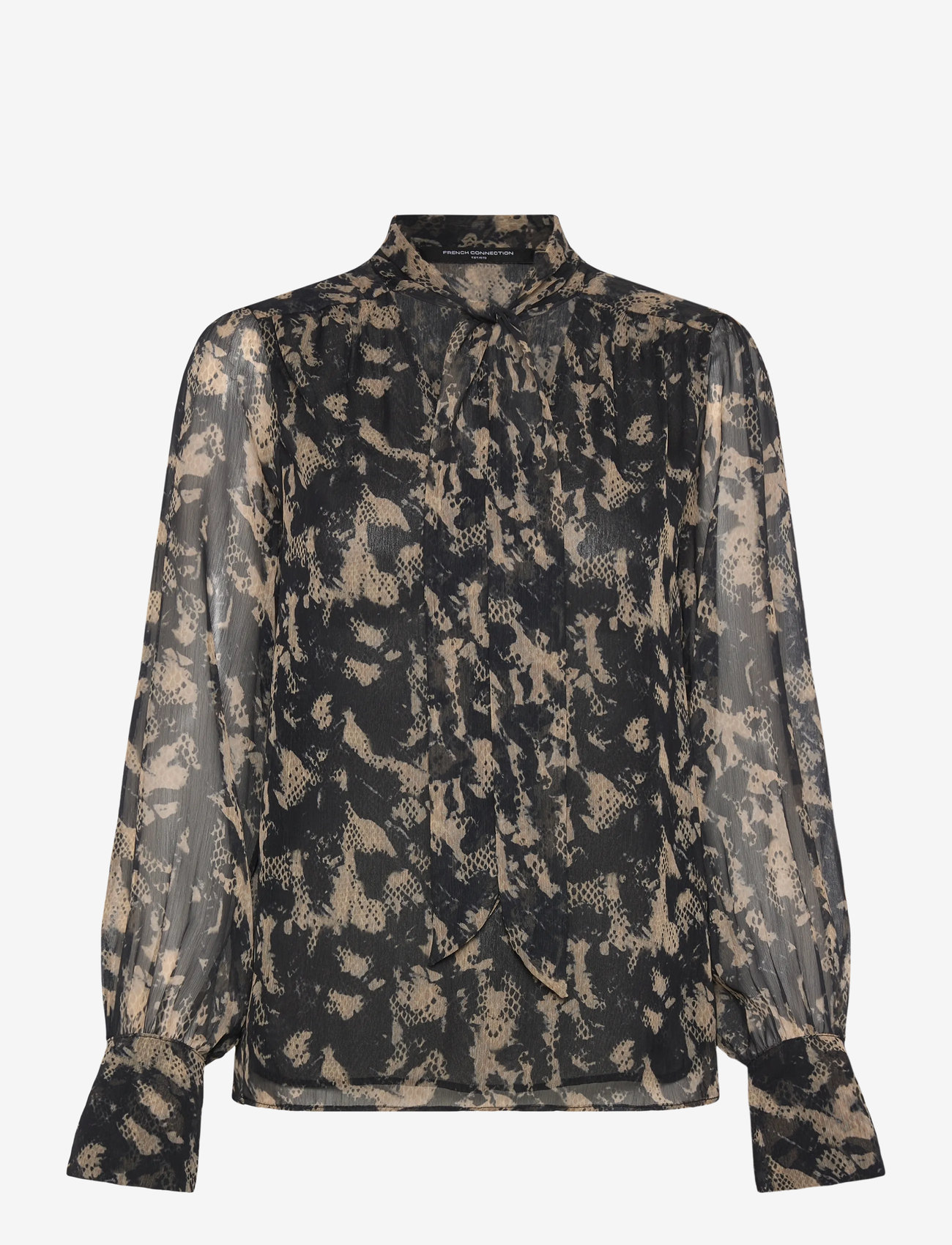French Connection - AMELIA HALLIE TIE NK BLOUSE - långärmade blusar - black multi - 3