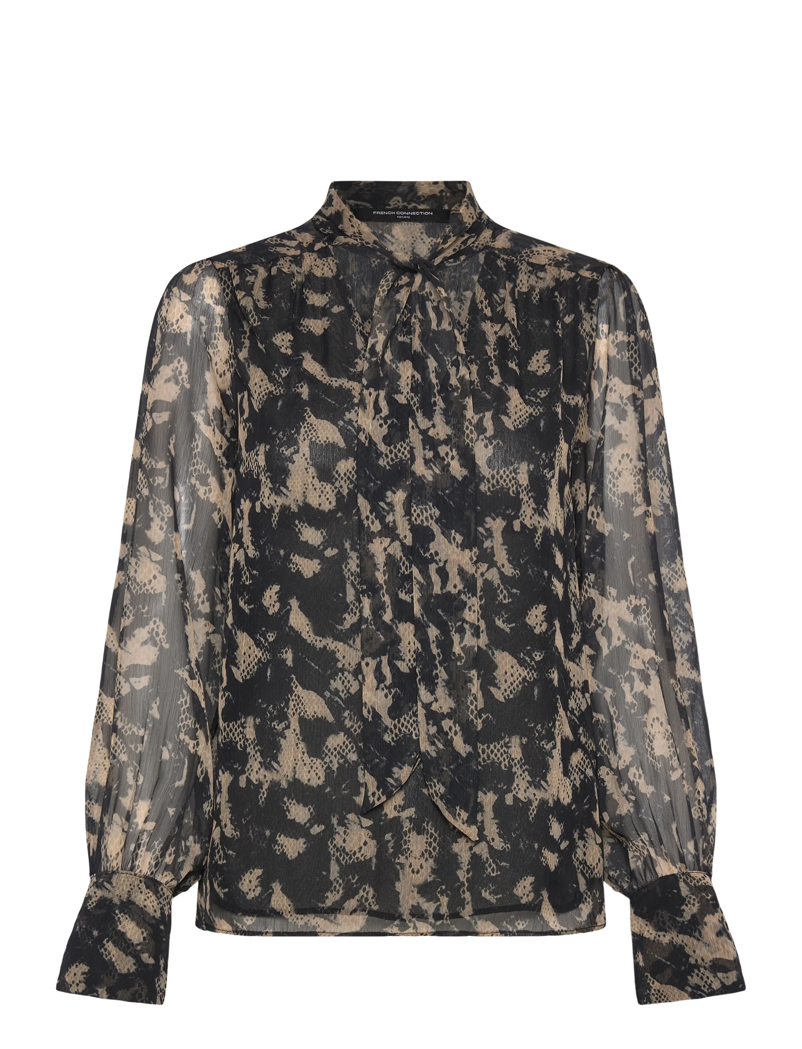 French Connection - AMELIA HALLIE TIE NK BLOUSE - langärmlige blusen - black multi - 3