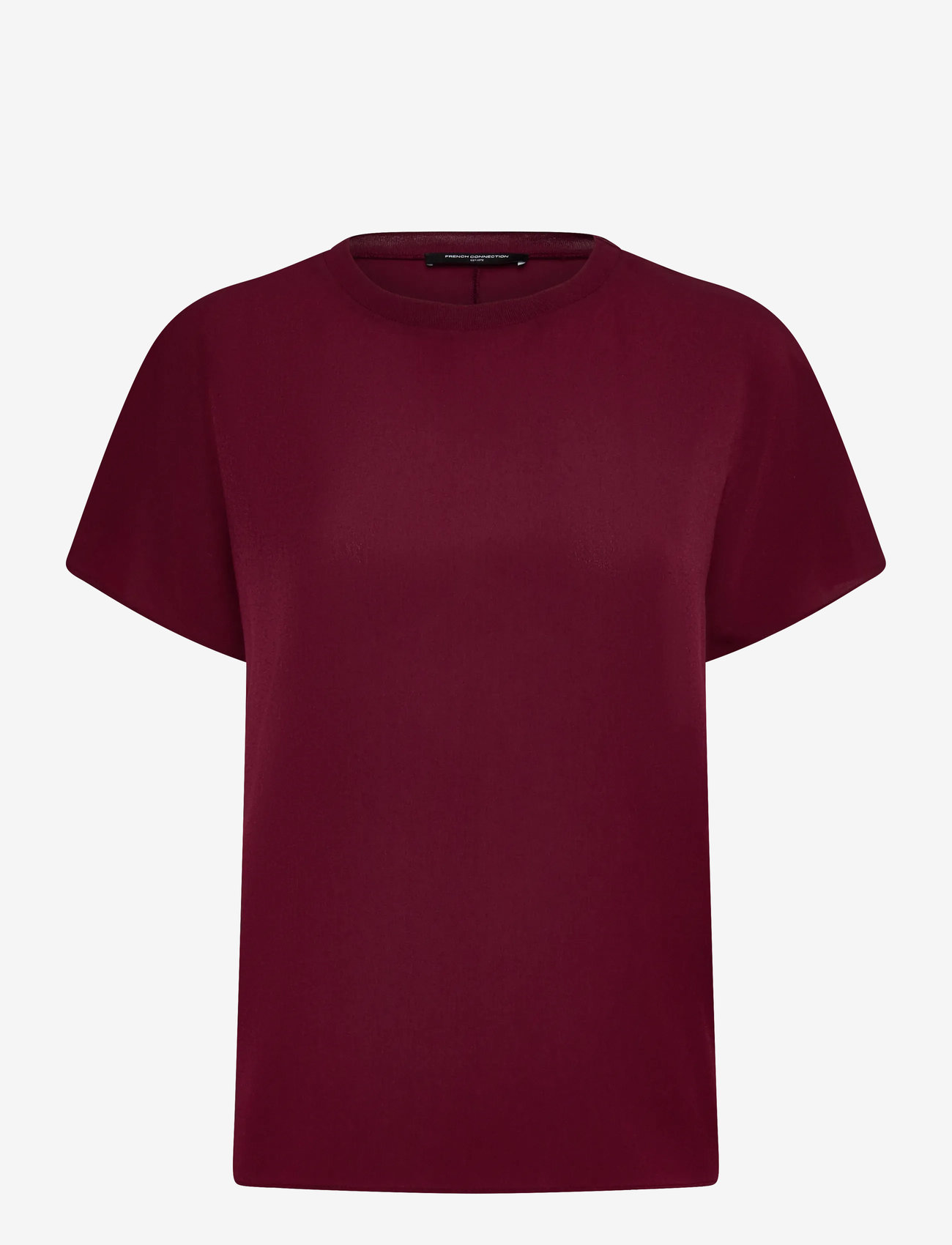 French Connection - CREPE LIGHT CREW NECK TOP - t-shirts - bordeaux red - 0