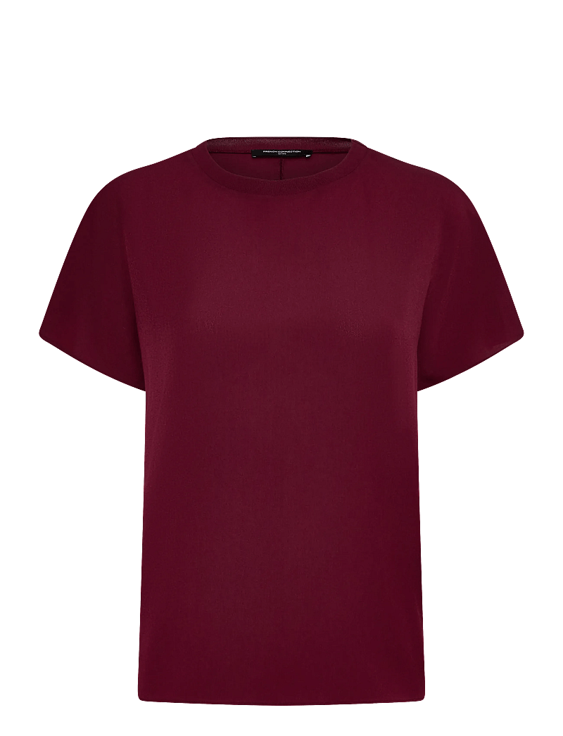 French Connection - CREPE LIGHT CREW NECK TOP - t-shirts - bordeaux red - 0