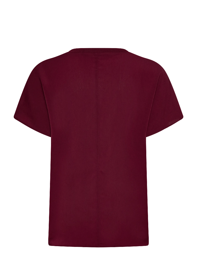 French Connection - CREPE LIGHT CREW NECK TOP - t-shirts - bordeaux red - 1