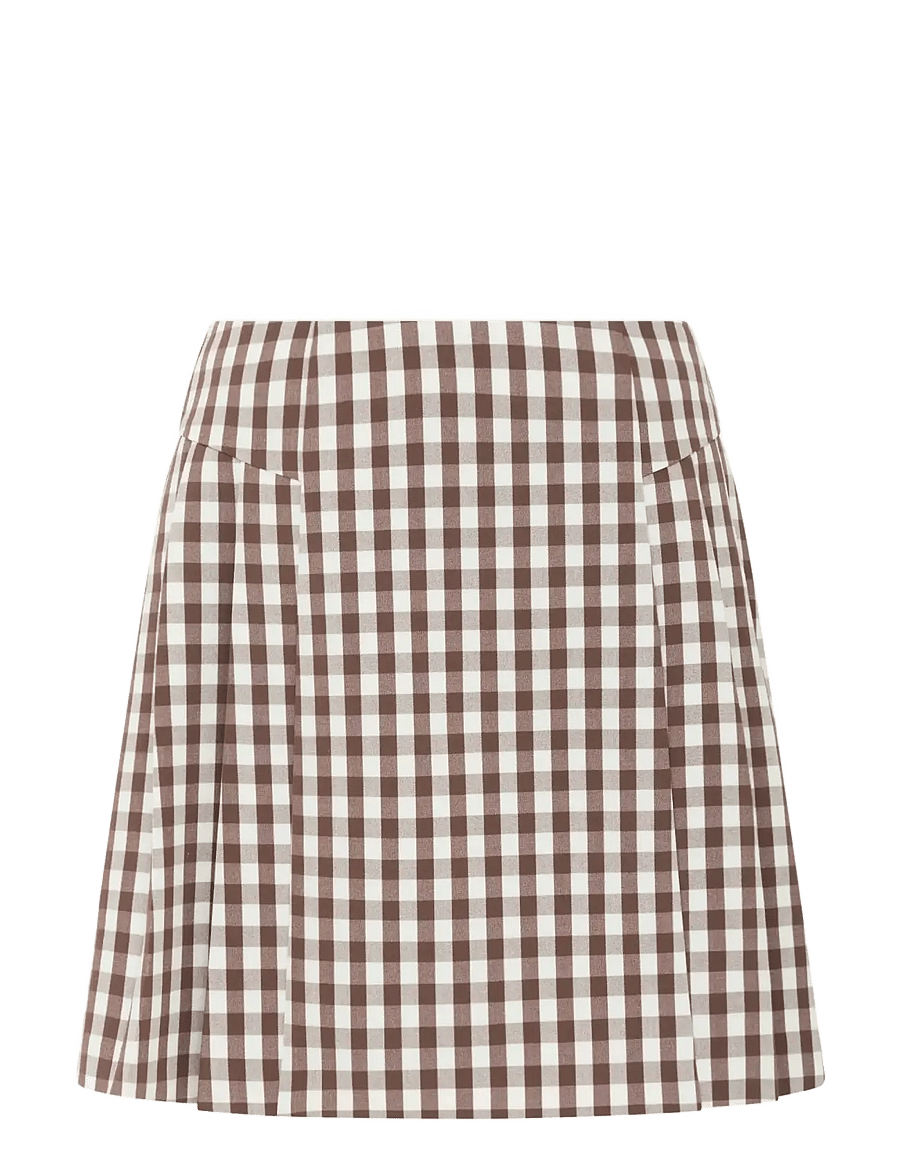 French Connection - LEXI SUITING MINI SKIRT - plisseeritud seelikud - espresso brown chec - 1