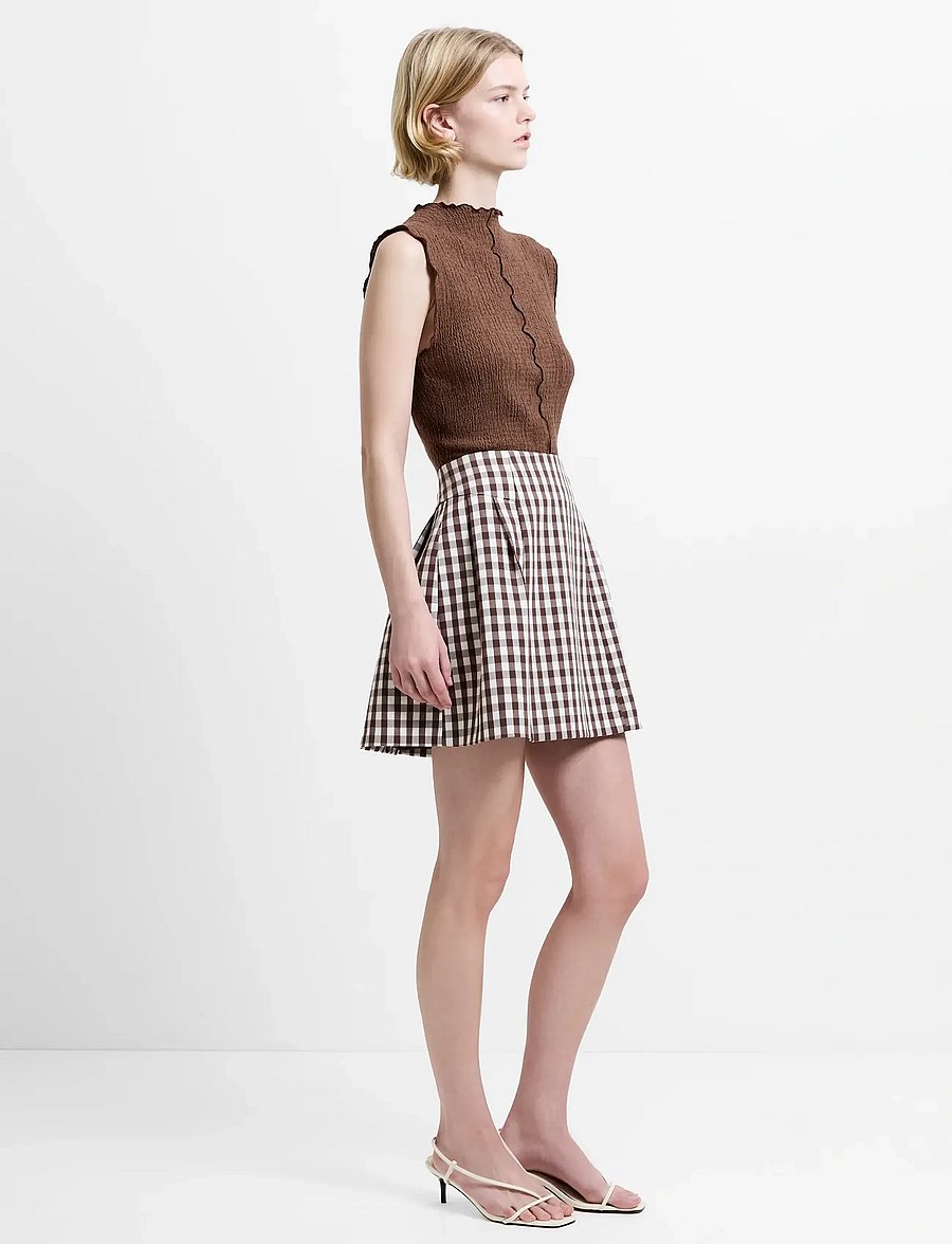 French Connection - LEXI SUITING MINI SKIRT - plisseeritud seelikud - espresso brown chec - 2