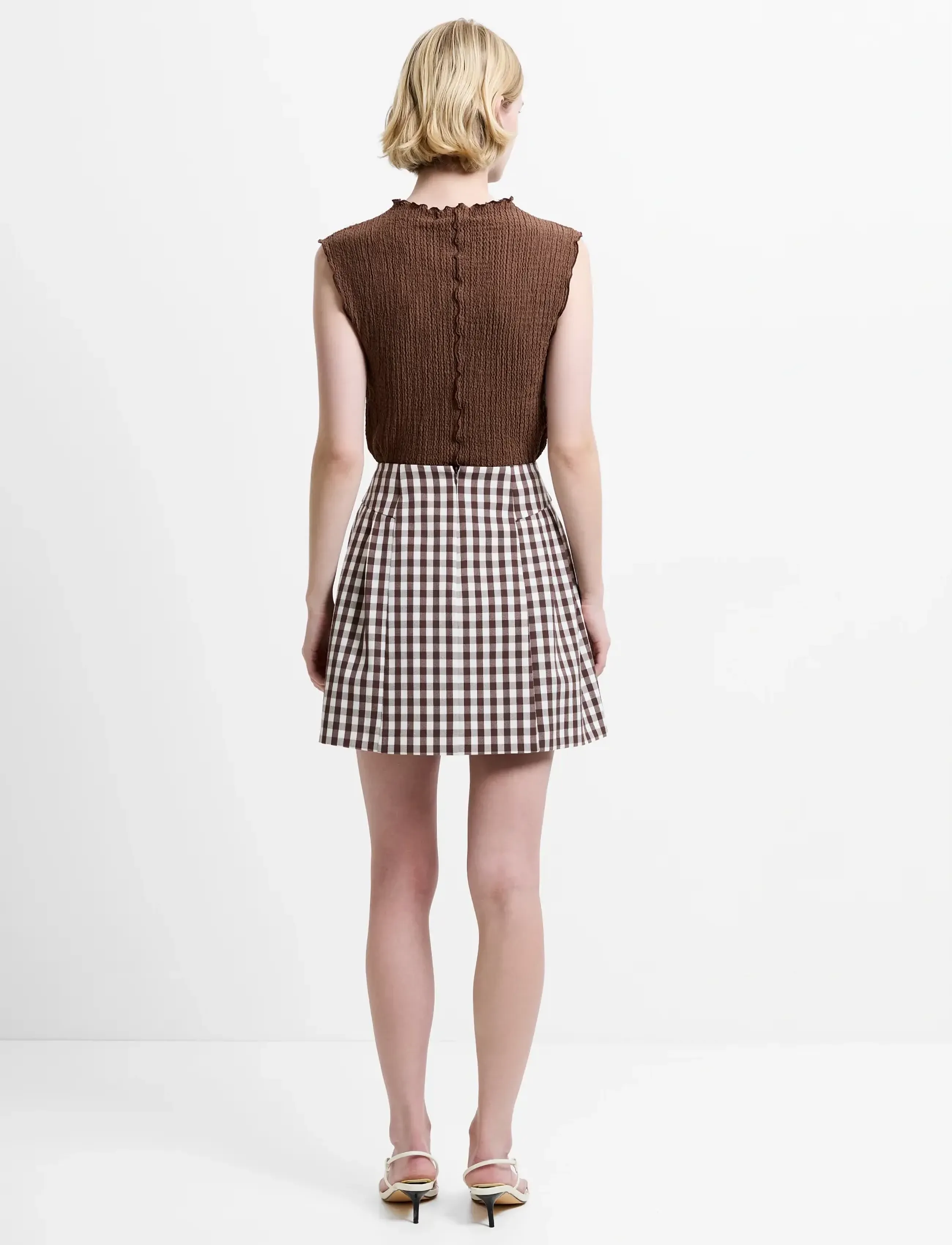 French Connection - LEXI SUITING MINI SKIRT - pleated skirts - espresso brown chec - 3