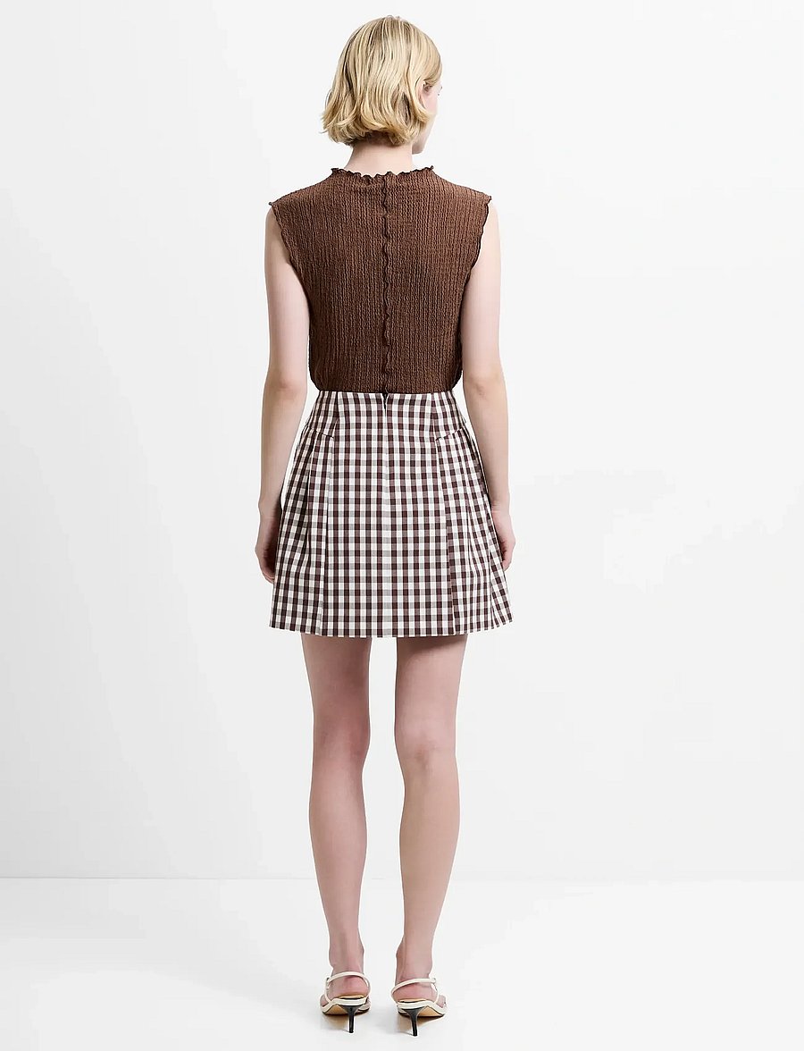 French Connection - LEXI SUITING MINI SKIRT - plisseeritud seelikud - espresso brown chec - 3