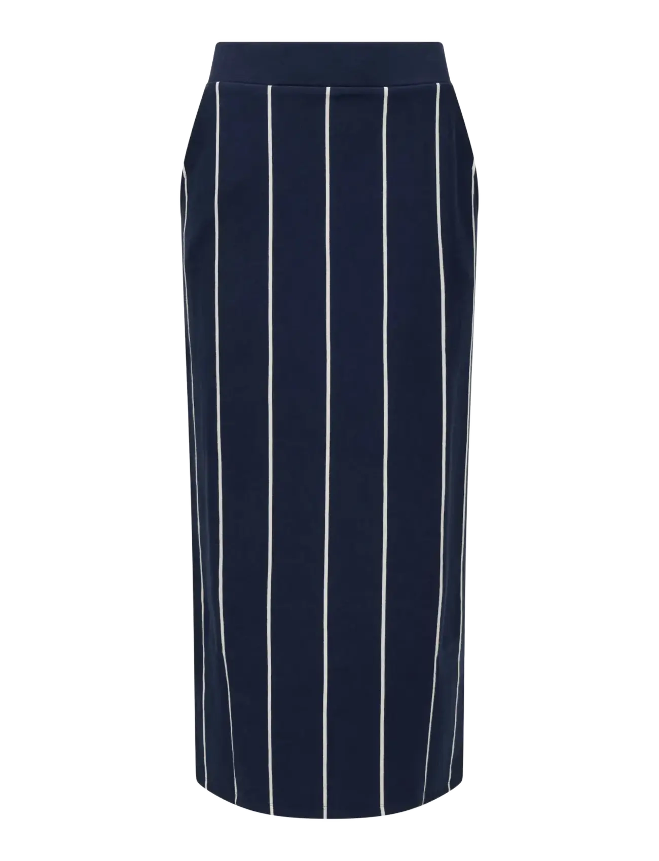French Connection SUNDAY SWEAT STRIPED MIDI SKIR - Nyheder - NAVY/PORCELAIN STRIP / navy