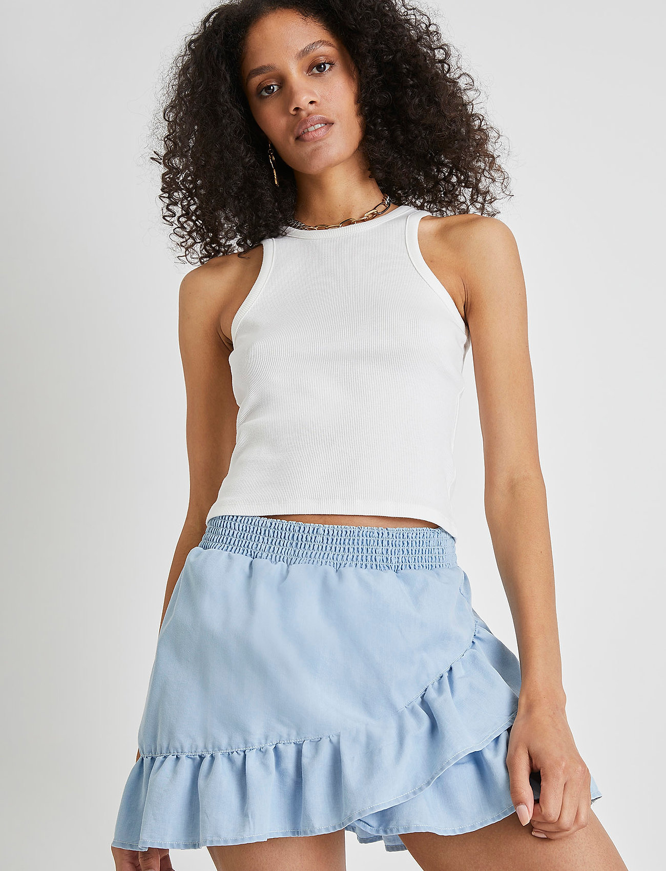 French Connection - AVES CHAMBRAY MINI SKIRT - stone wash - 4