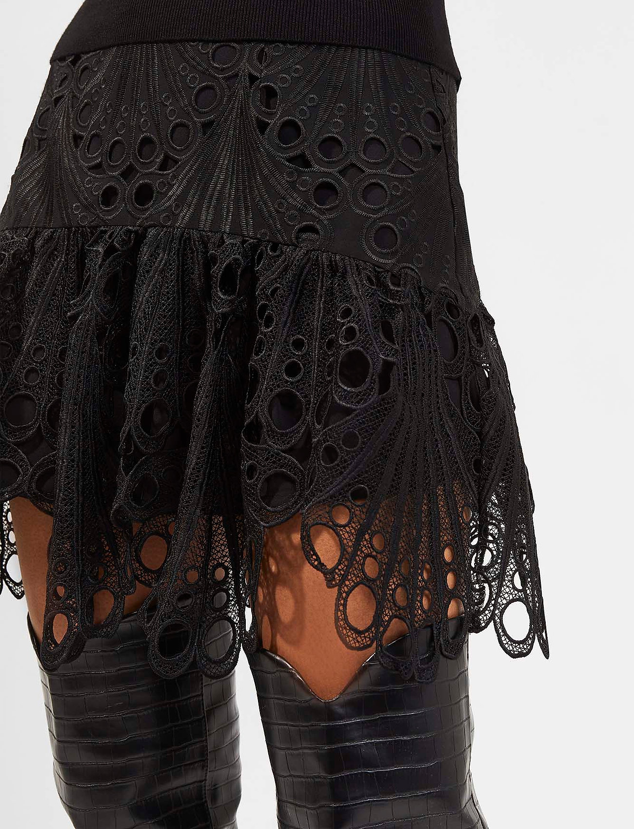 French Connection - GINAZ LACE GGT MIX SKIRT - black - 3