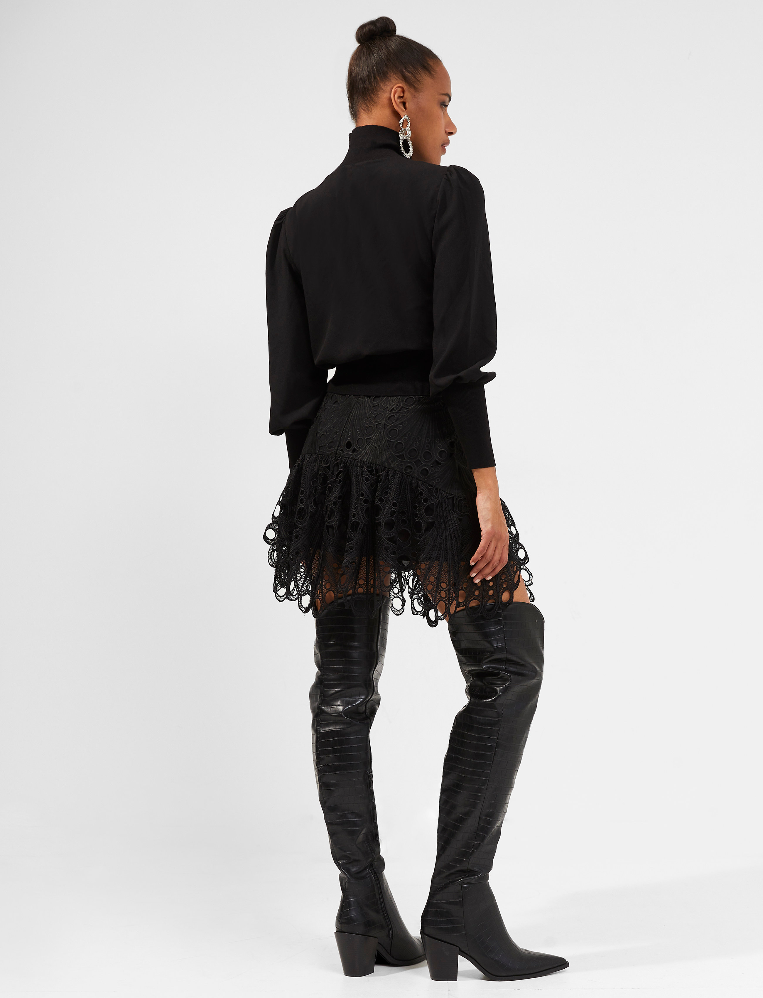 French Connection - GINAZ LACE GGT MIX SKIRT - black - 4