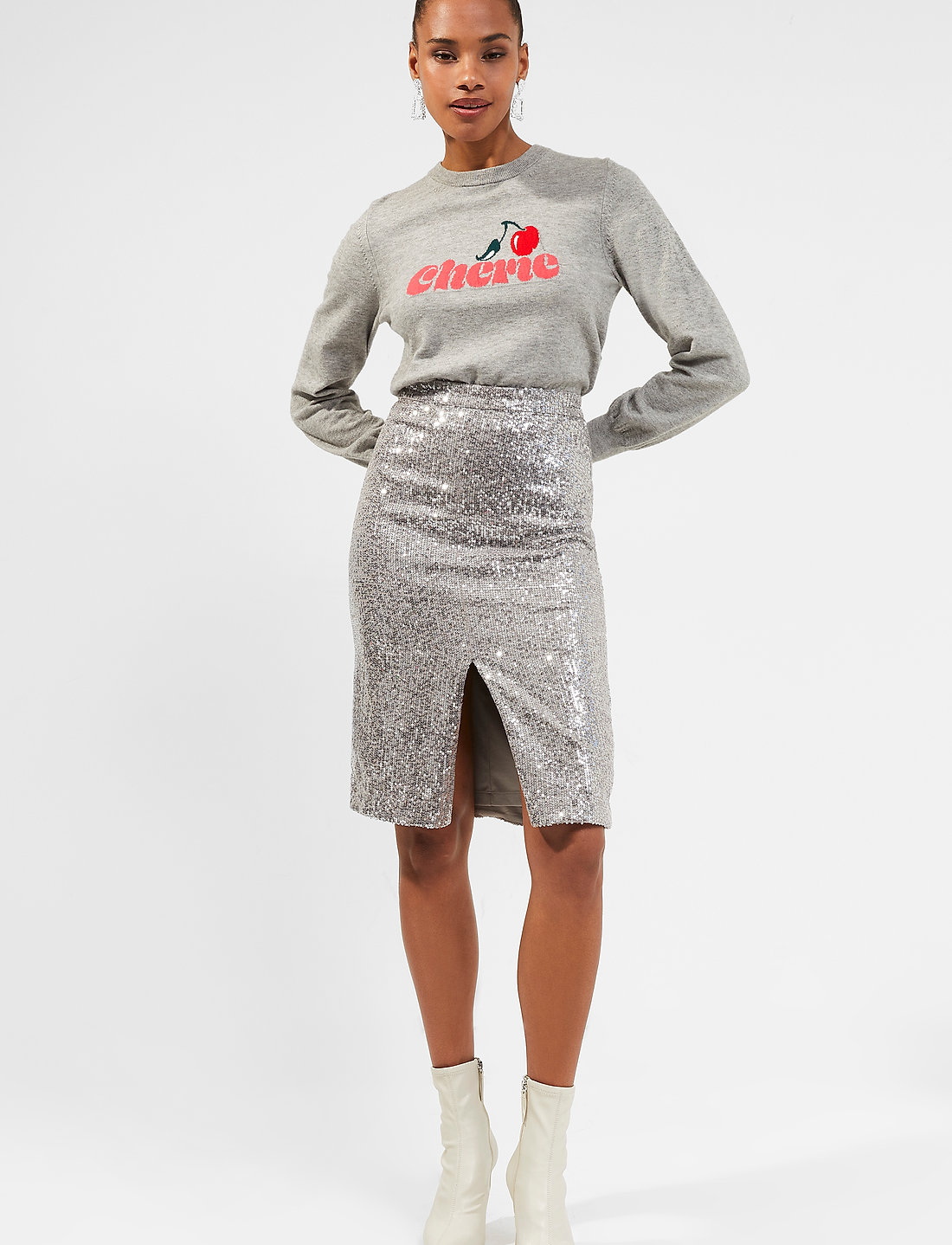 Sequin sales skirt grey