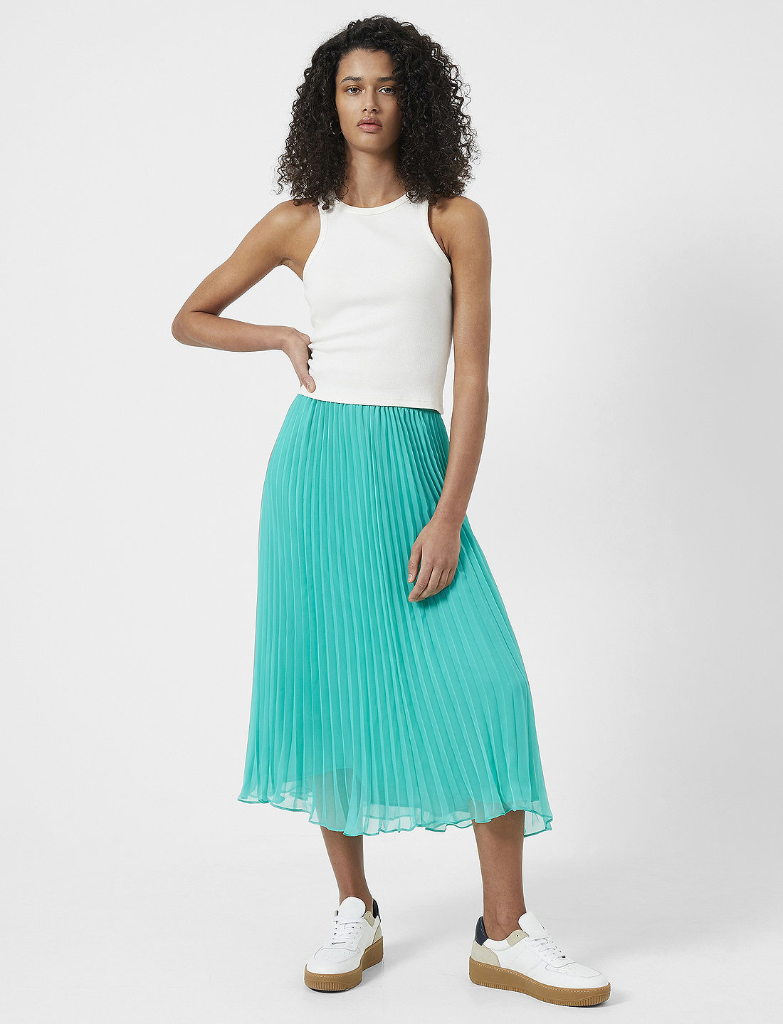 Green pleated top skirt online