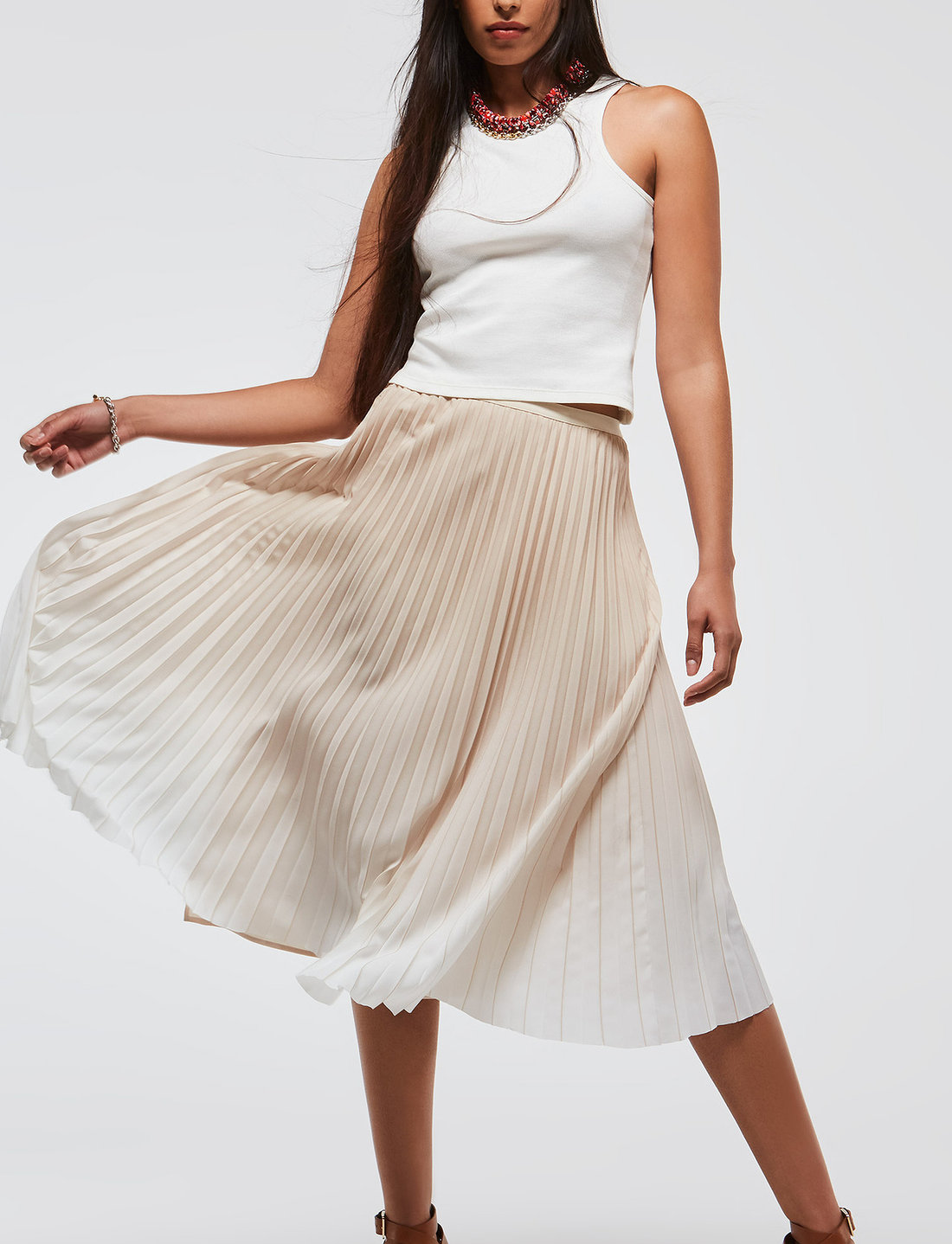 French connection silver pleated skirt deals
