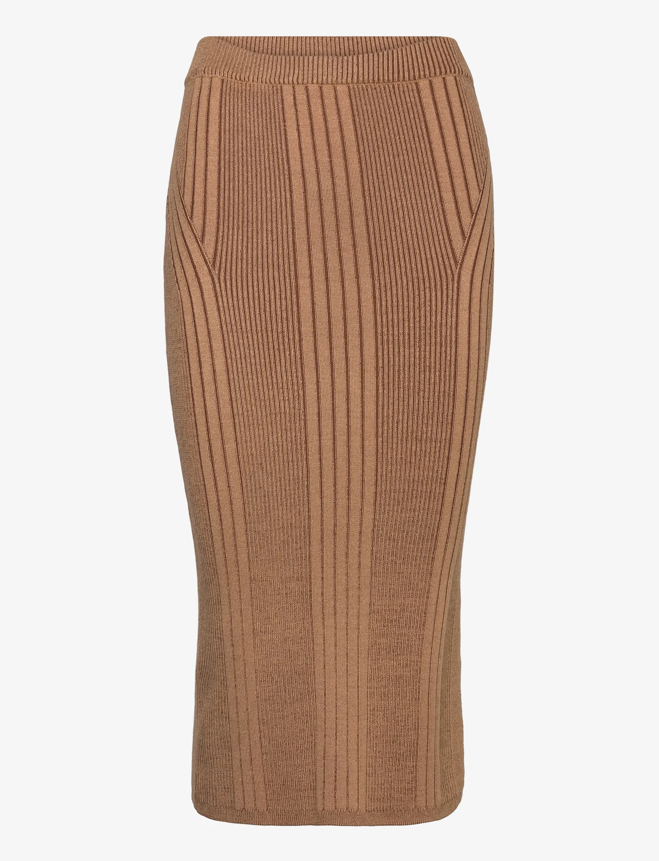 French Connection - MARI PENCIL MIDI SKIRT - knitted skirts - tobacco brown multi - 0