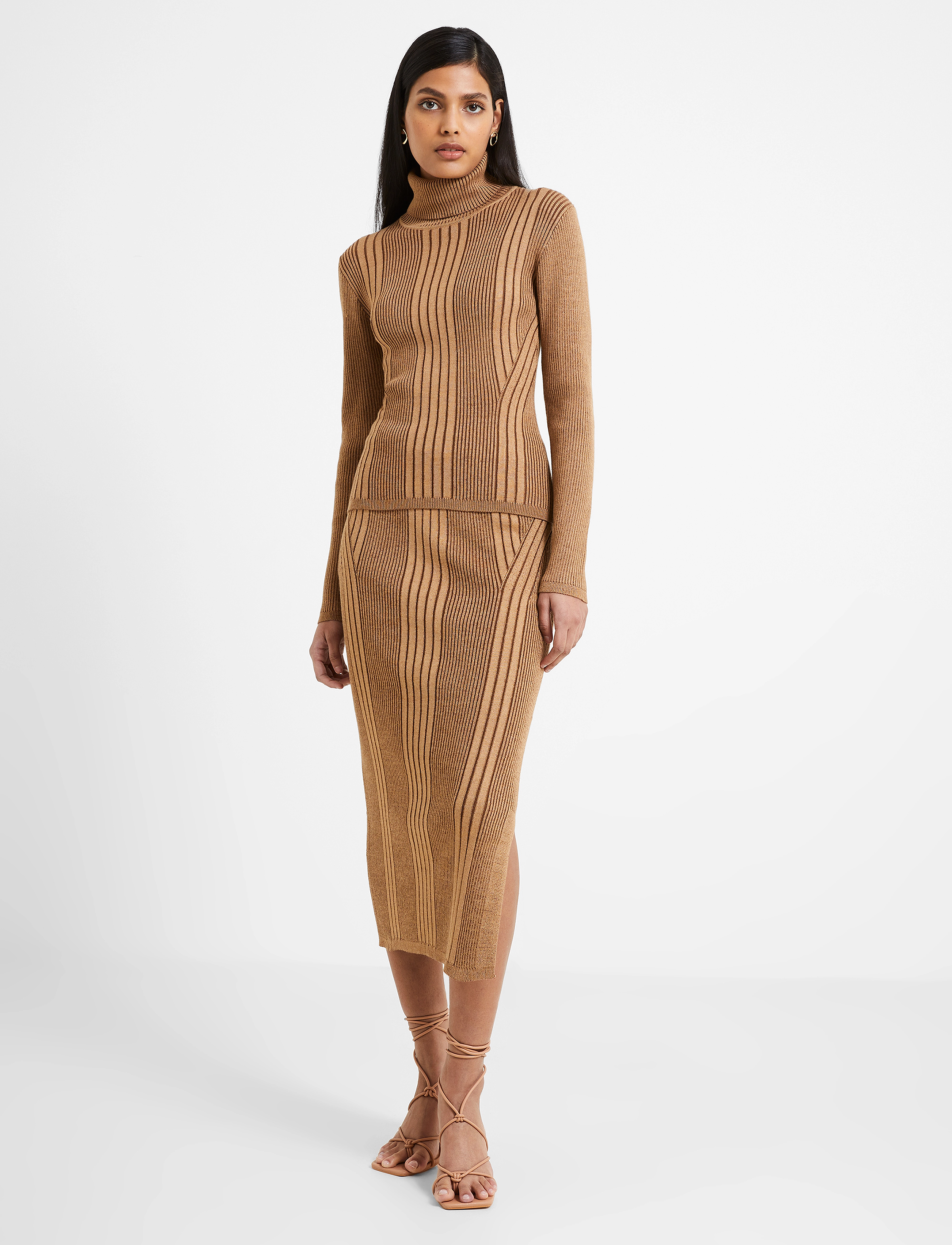 French Connection - MARI PENCIL MIDI SKIRT - tobacco brown multi - 2