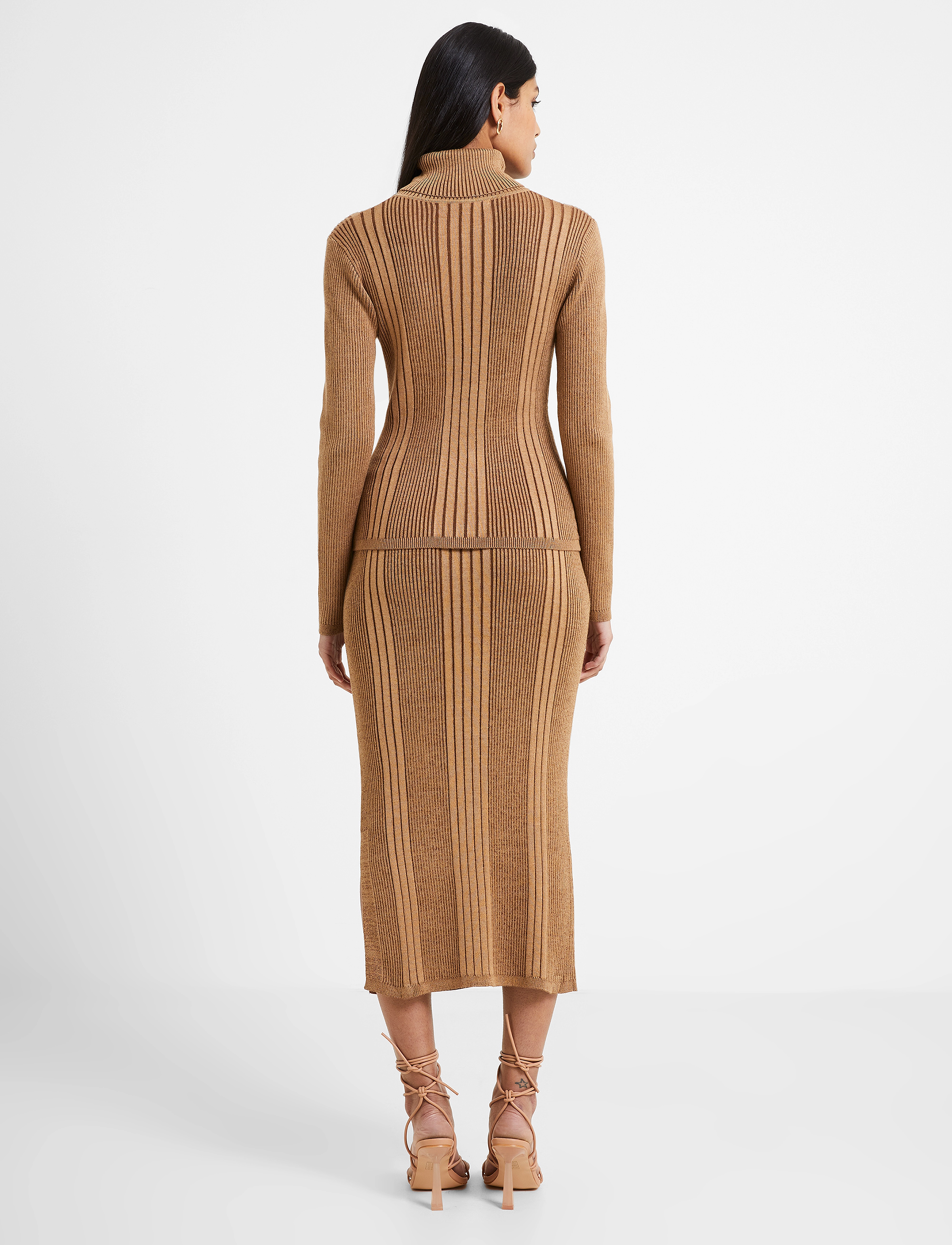 French Connection - MARI PENCIL MIDI SKIRT - tobacco brown multi - 3