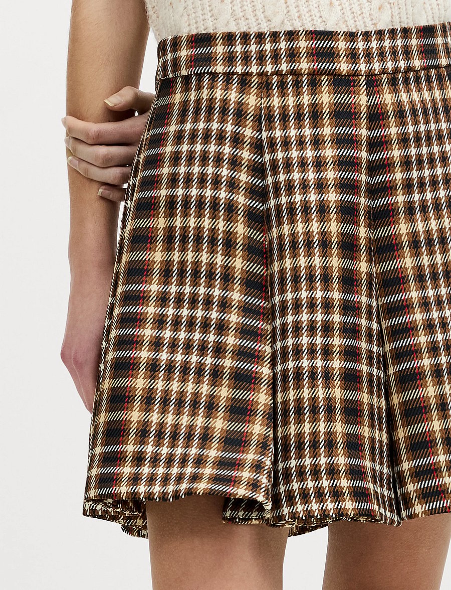 French Connection - TASHA CHECKS MINI SKIRT - tan brown - 2
