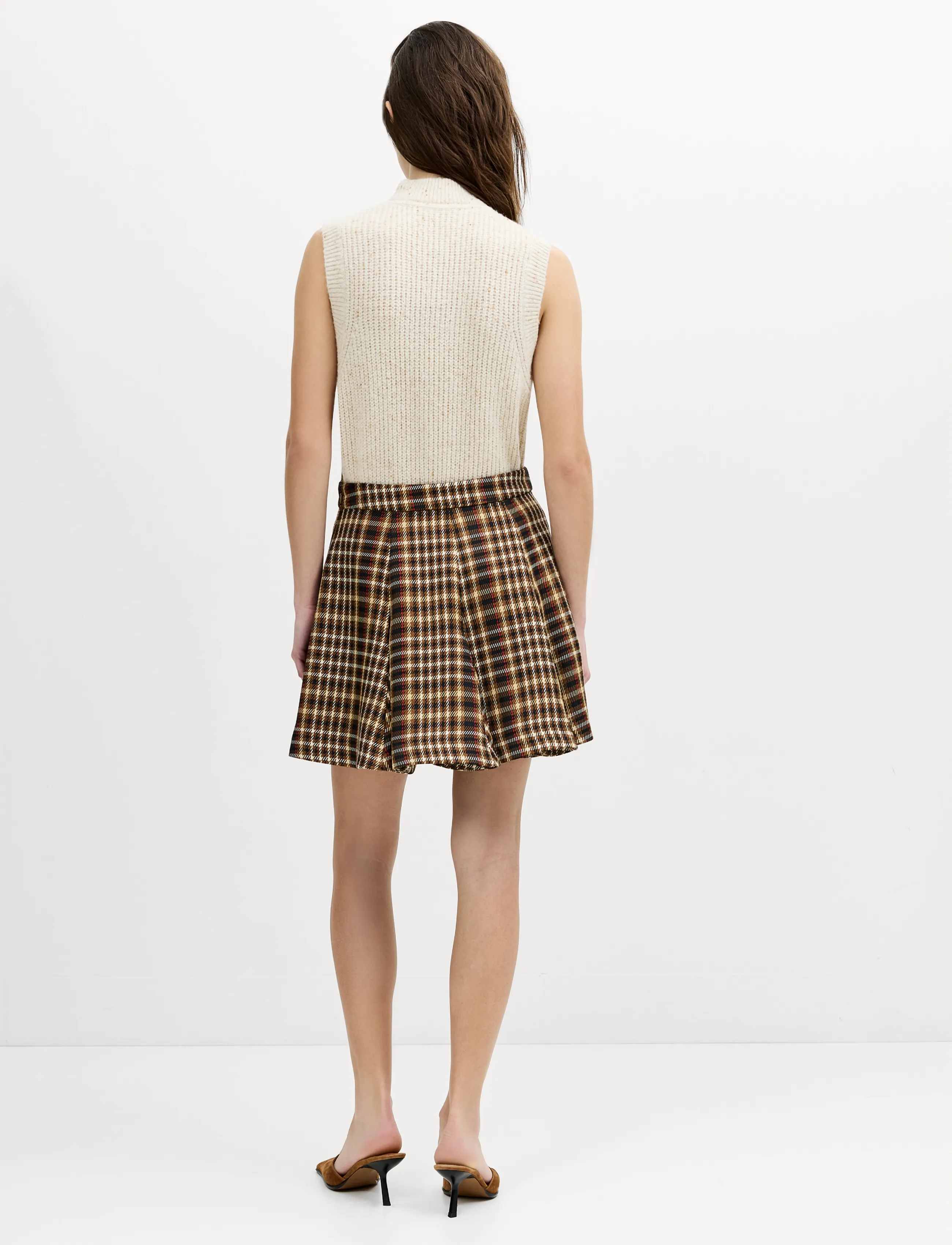 French Connection - TASHA CHECKS MINI SKIRT - tan brown - 4