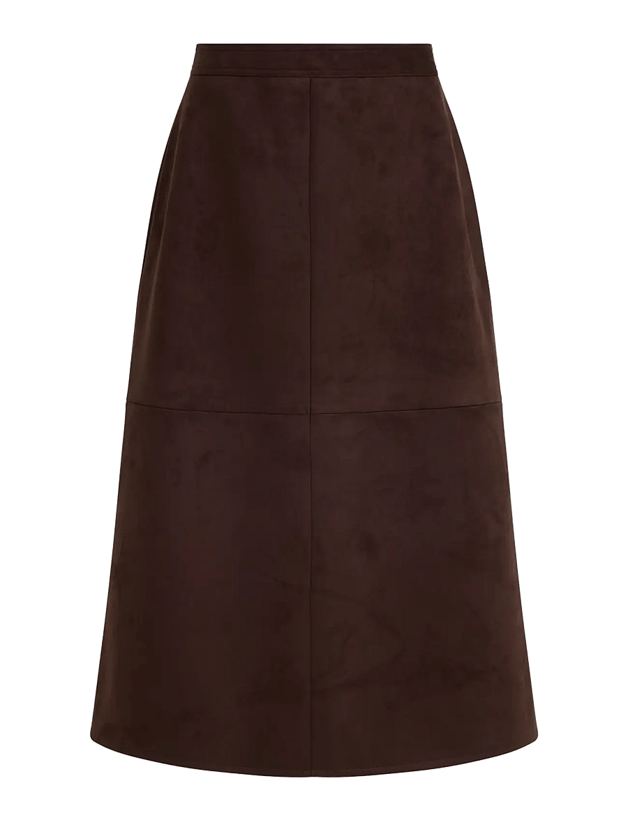French Connection - LANEY SUEDETTE SKIRT - midi-röcke - mocha brown - 1