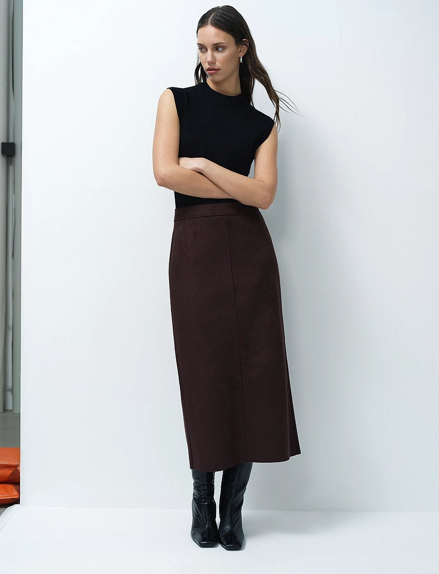 French Connection - LANEY SUEDETTE SKIRT - midi-röcke - mocha brown - 0
