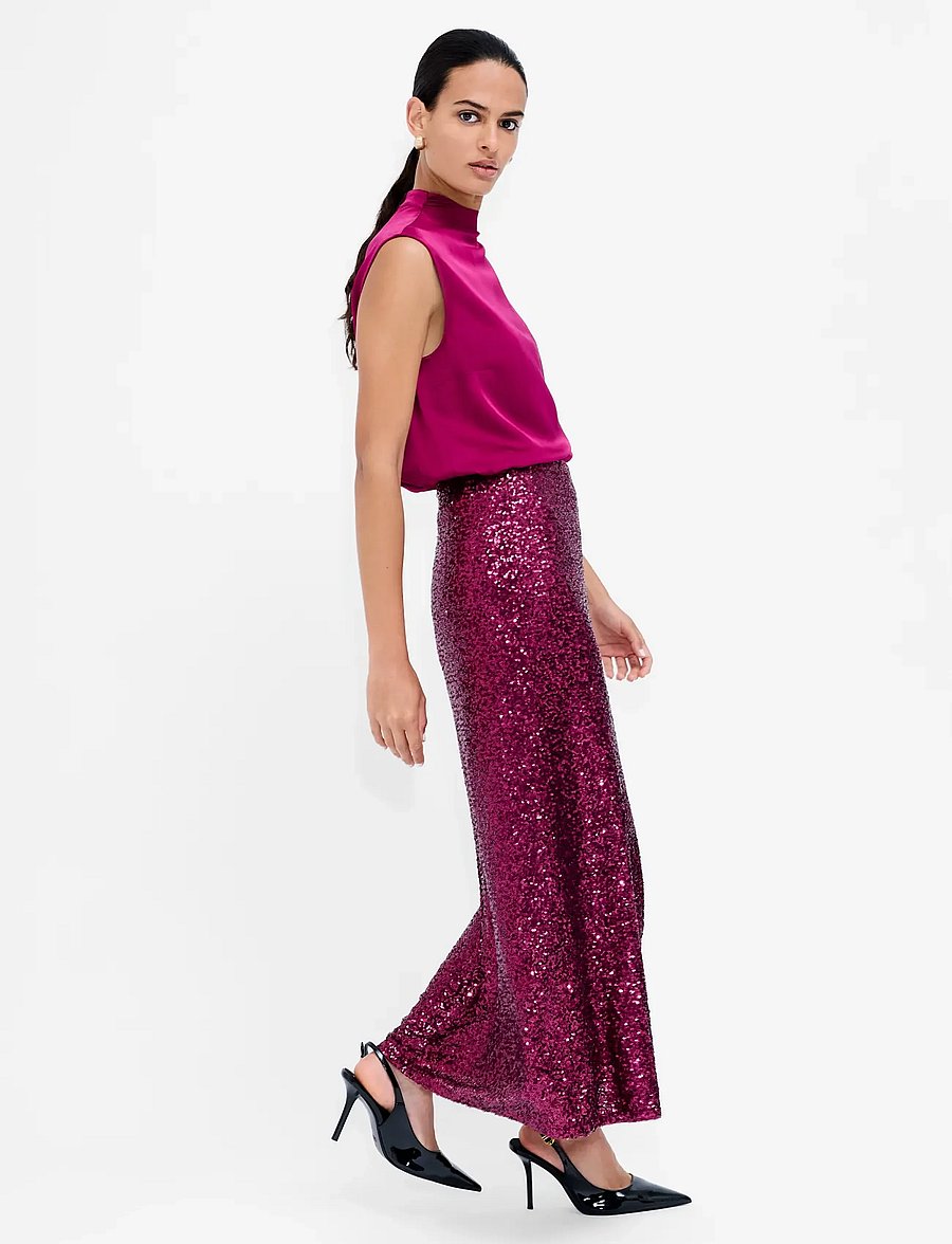 French Connection - ELENA SEQUIN MIDI SKIRT - litritega seelikud - winterberry pink - 2