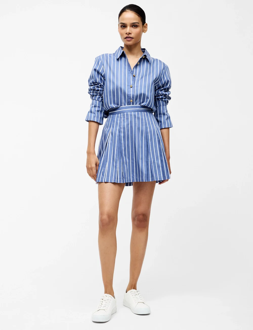 French Connection - ALEXIS COTTON STRIPE PLTD MINI - spódnice mini - navy/white - 0