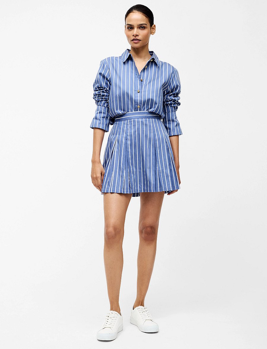 French Connection - ALEXIS COTTON STRIPE PLTD MINI - kurze röcke - navy/white - 0