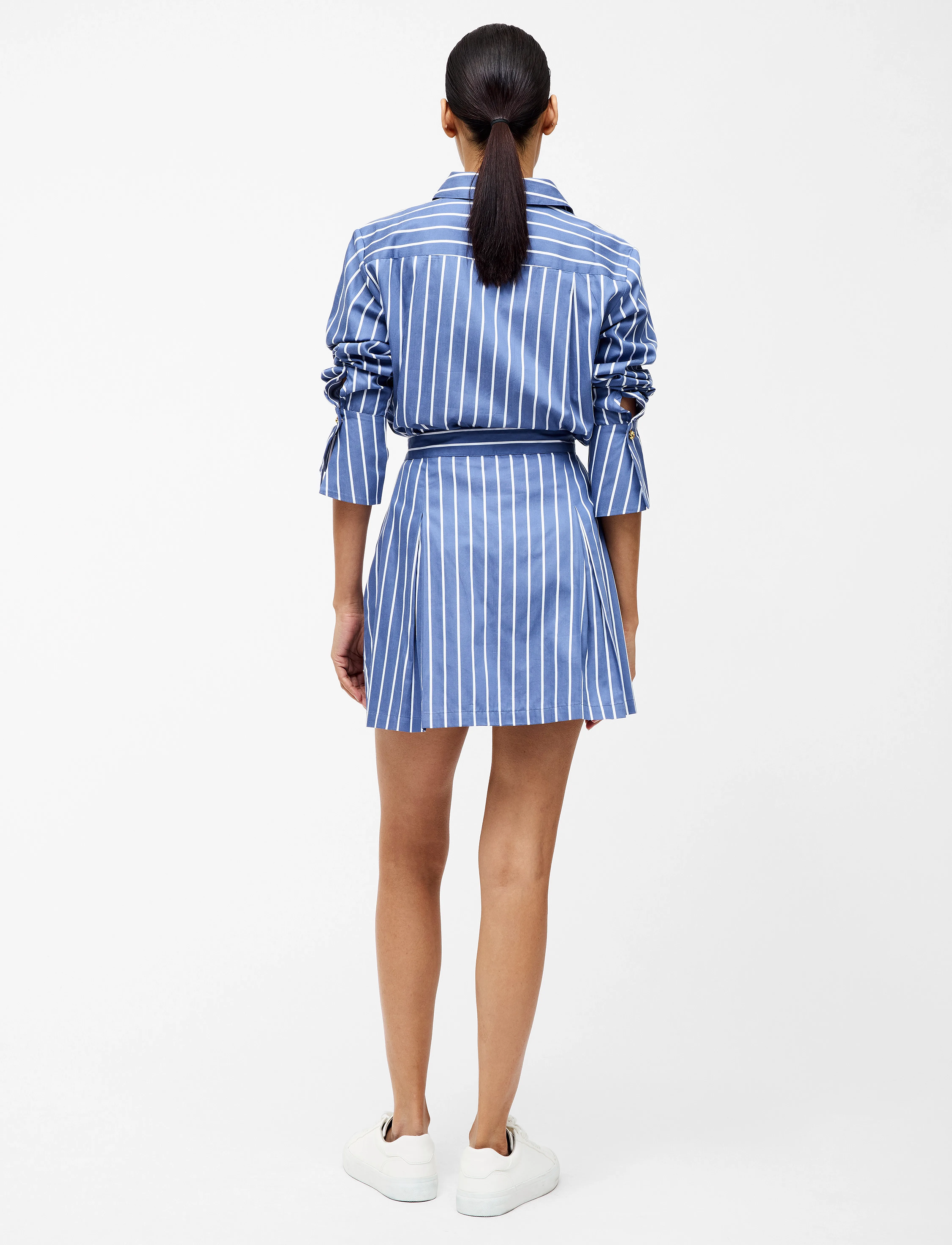 French Connection - ALEXIS COTTON STRIPE PLTD MINI - short skirts - navy/white - 3