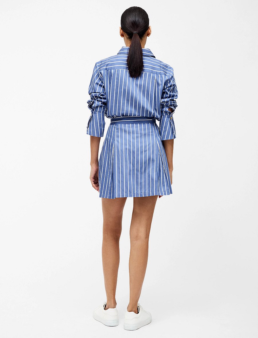 French Connection - ALEXIS COTTON STRIPE PLTD MINI - kurze röcke - navy/white - 3