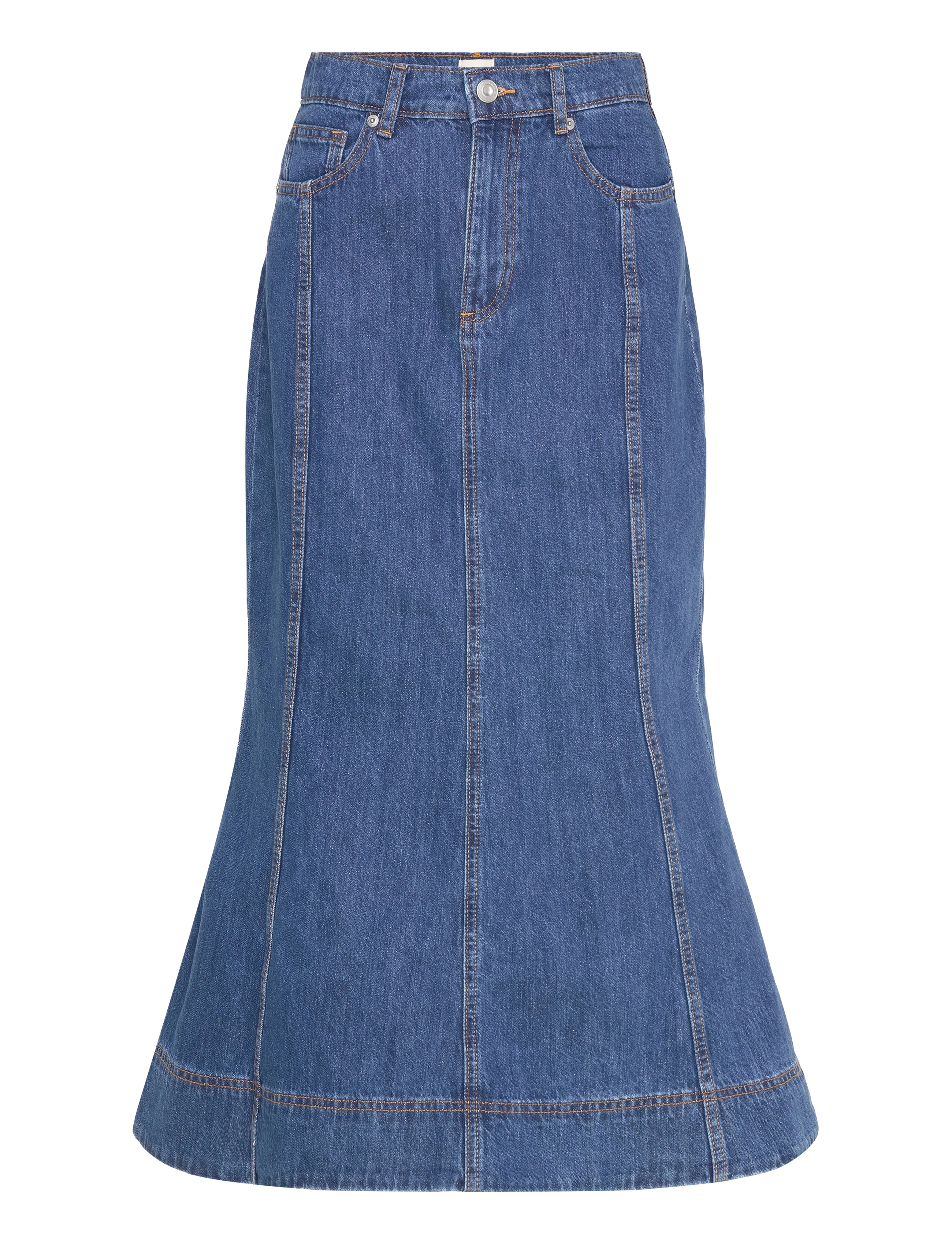 FRENCH CONNECTION Denver Denim Flare Midi Rock Blau - 40 - Damen