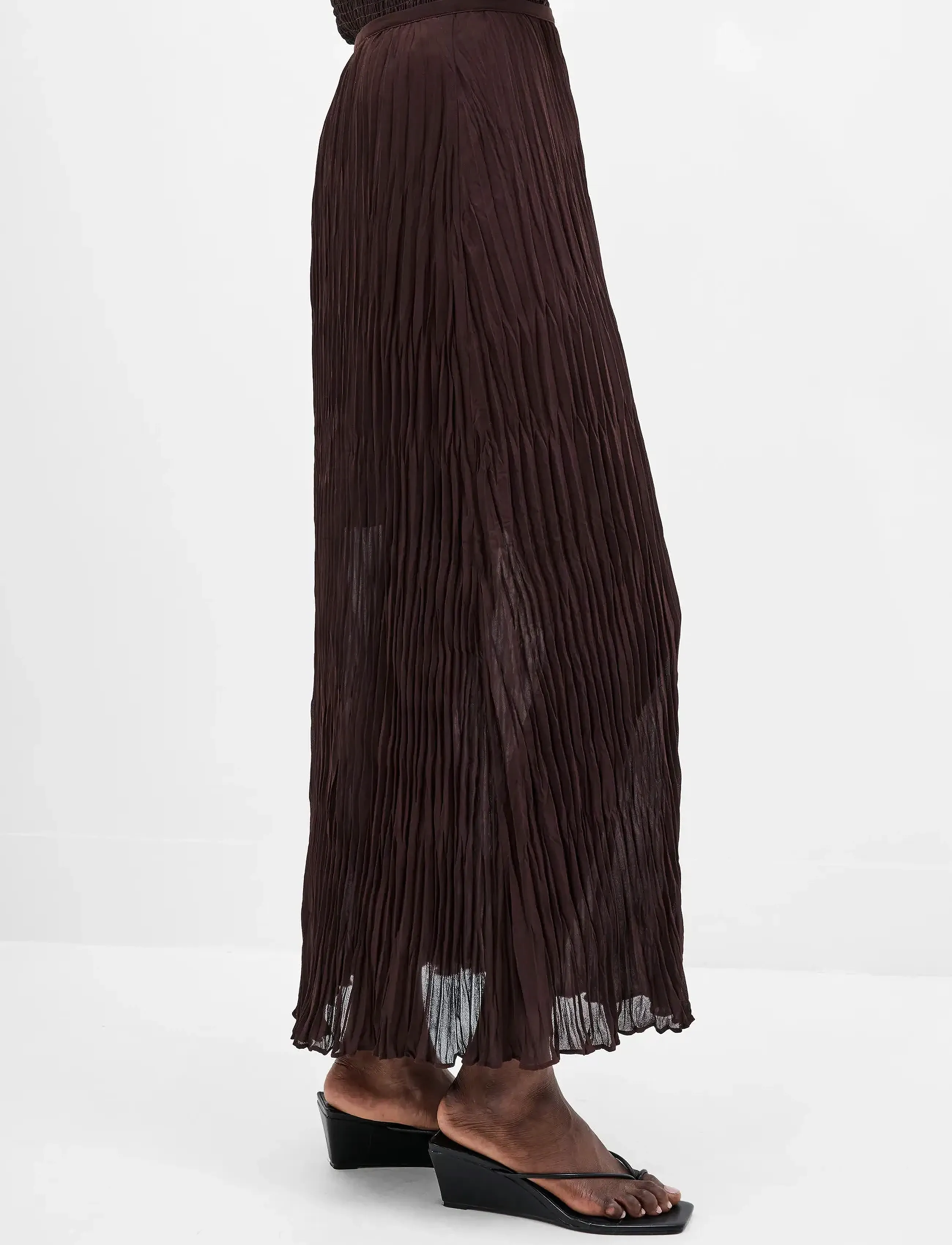French Connection - SAYLOR PLEATED OVERLAY SKIRT - maxi röcke - bitter chocolate - 3
