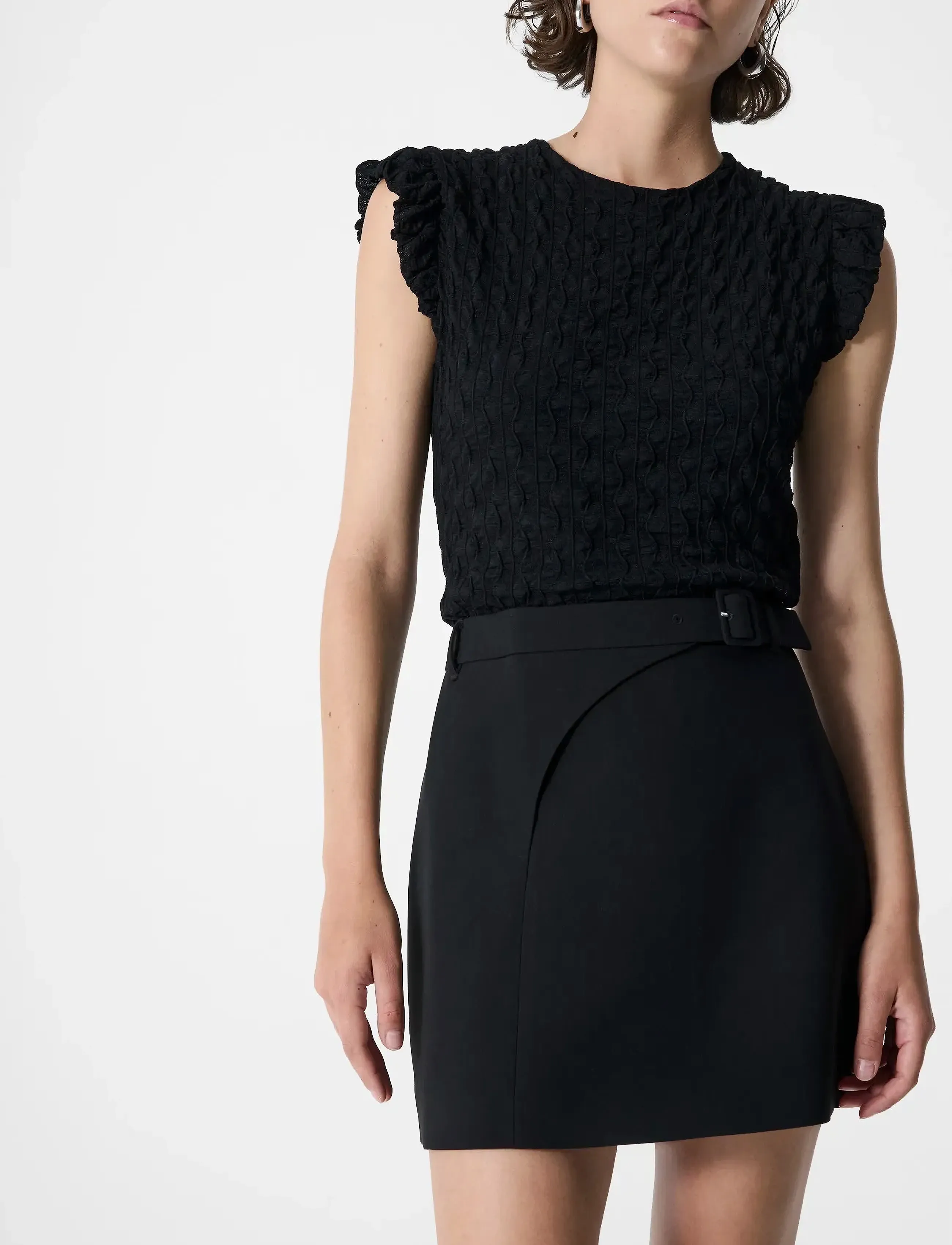 French Connection Azra Twill Mini Skirt, 40, Röcke, Schwarz - Short Frauen
