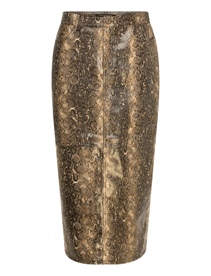French Connection - BRANDY SNAKESKIN PU MIDI SKIRT - midi nederdele - snake pu - 1