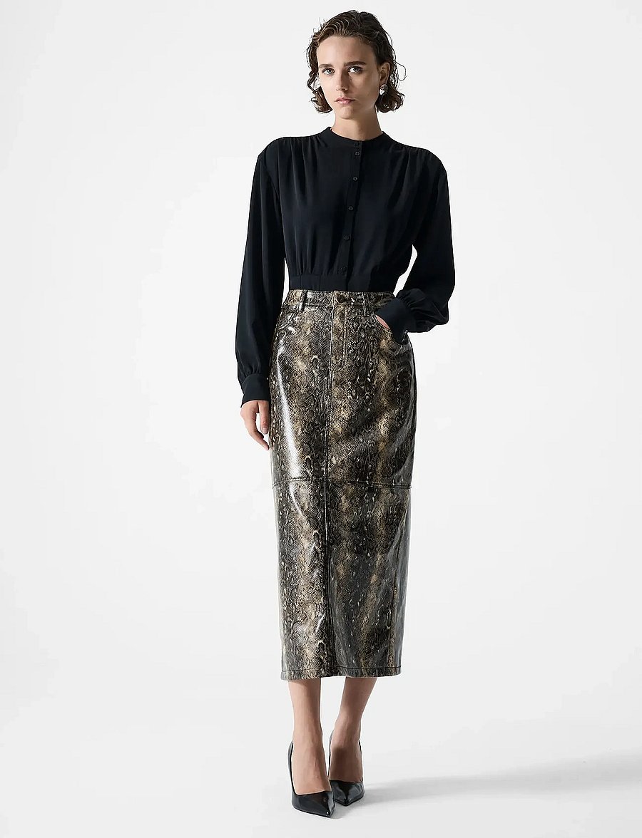 French Connection - BRANDY SNAKESKIN PU MIDI SKIRT - midi nederdele - snake pu - 0