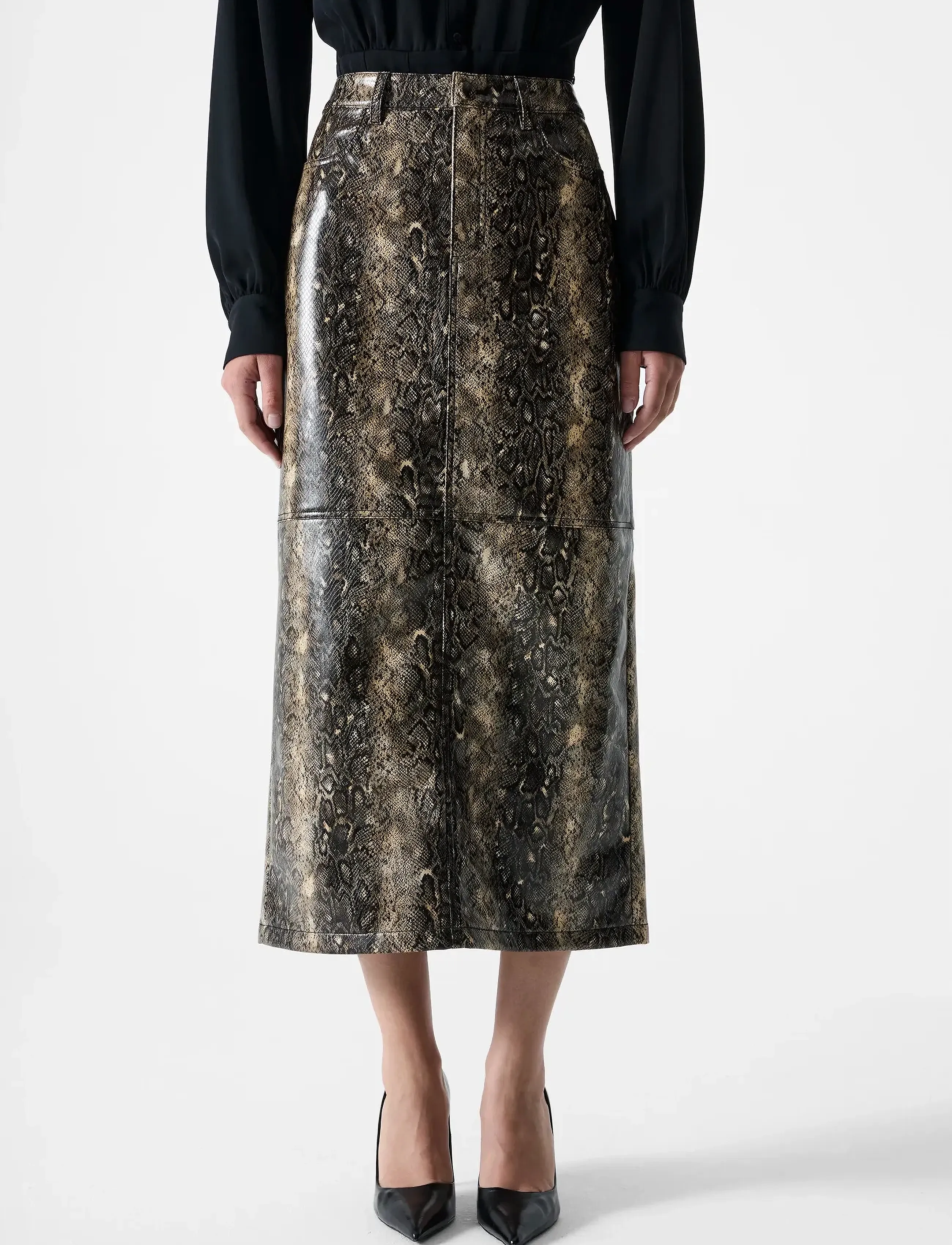 French Connection - BRANDY SNAKESKIN PU MIDI SKIRT - midi nederdele - snake pu - 3