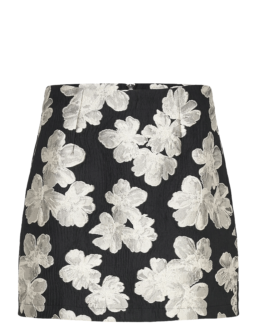French Connection - LORA POLY JACQUARD MINI SKIRT - kurze röcke - porcelain cream/blac - 1