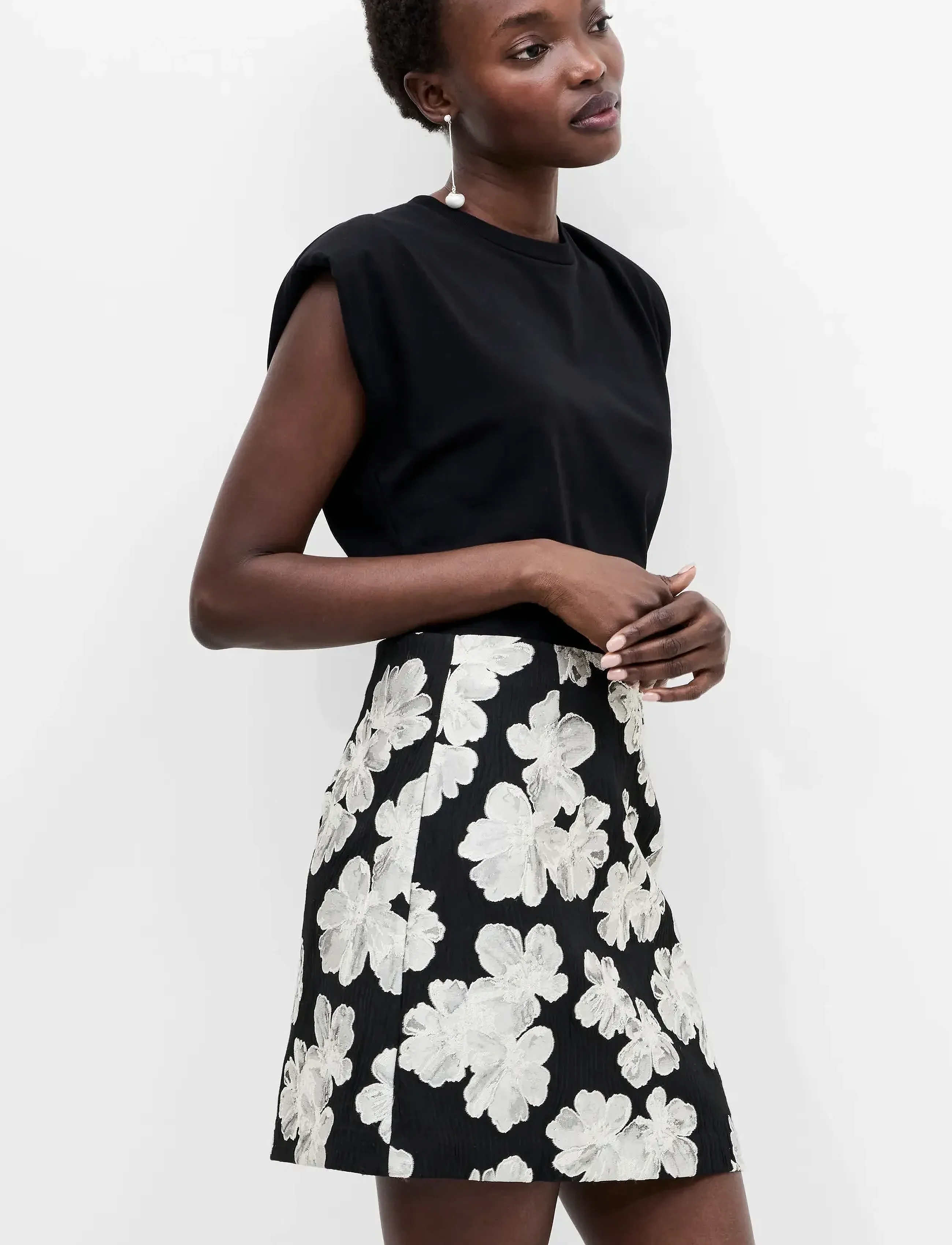 French Connection - LORA POLY JACQUARD MINI SKIRT - Īsi svārki - porcelain cream/blac - 3