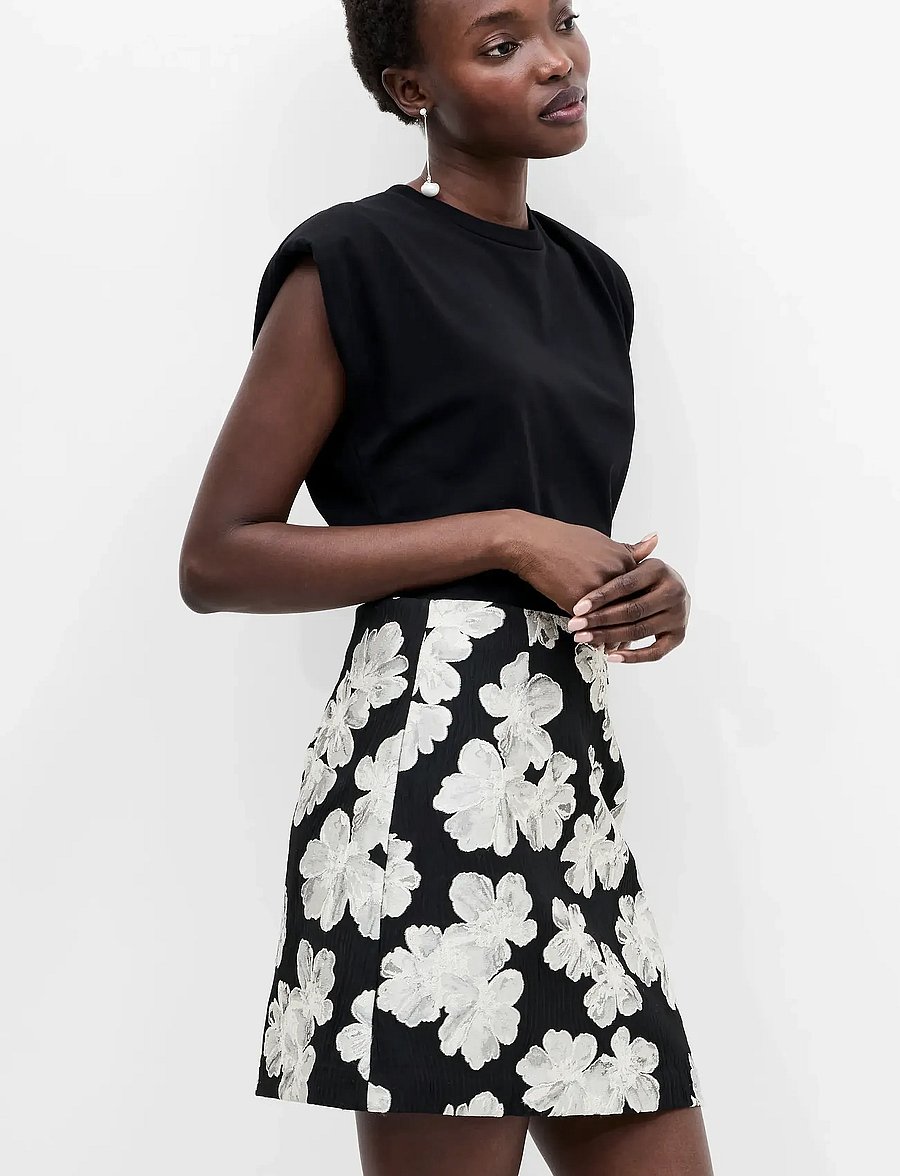 French Connection - LORA POLY JACQUARD MINI SKIRT - kurze röcke - porcelain cream/blac - 3