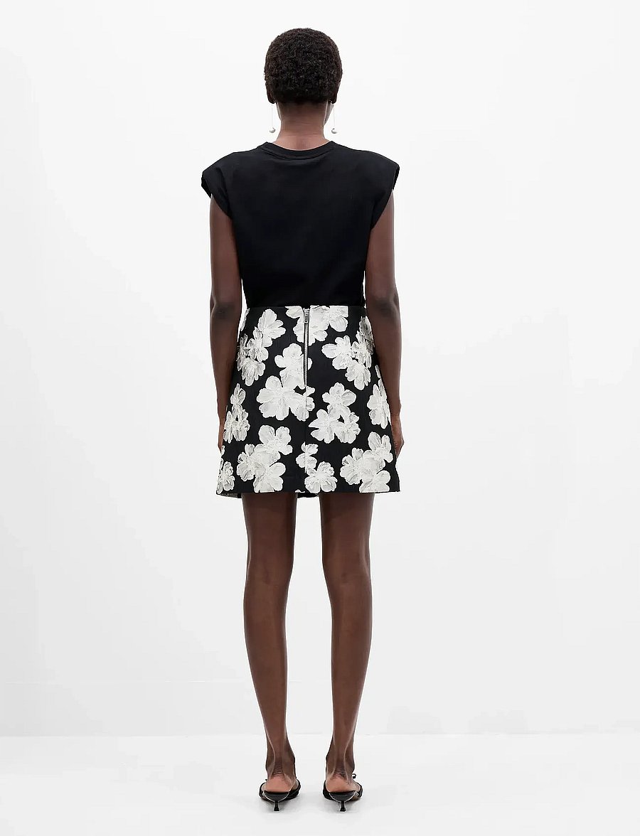 French Connection - LORA POLY JACQUARD MINI SKIRT - kurze röcke - porcelain cream/blac - 4